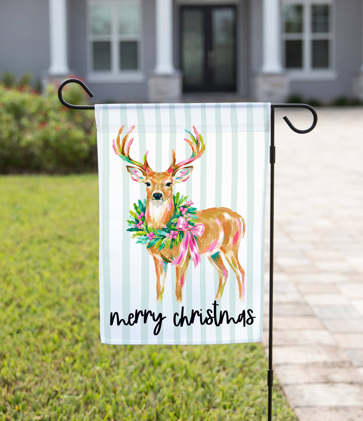 Holly Berry Wreath Deer Garden Flag