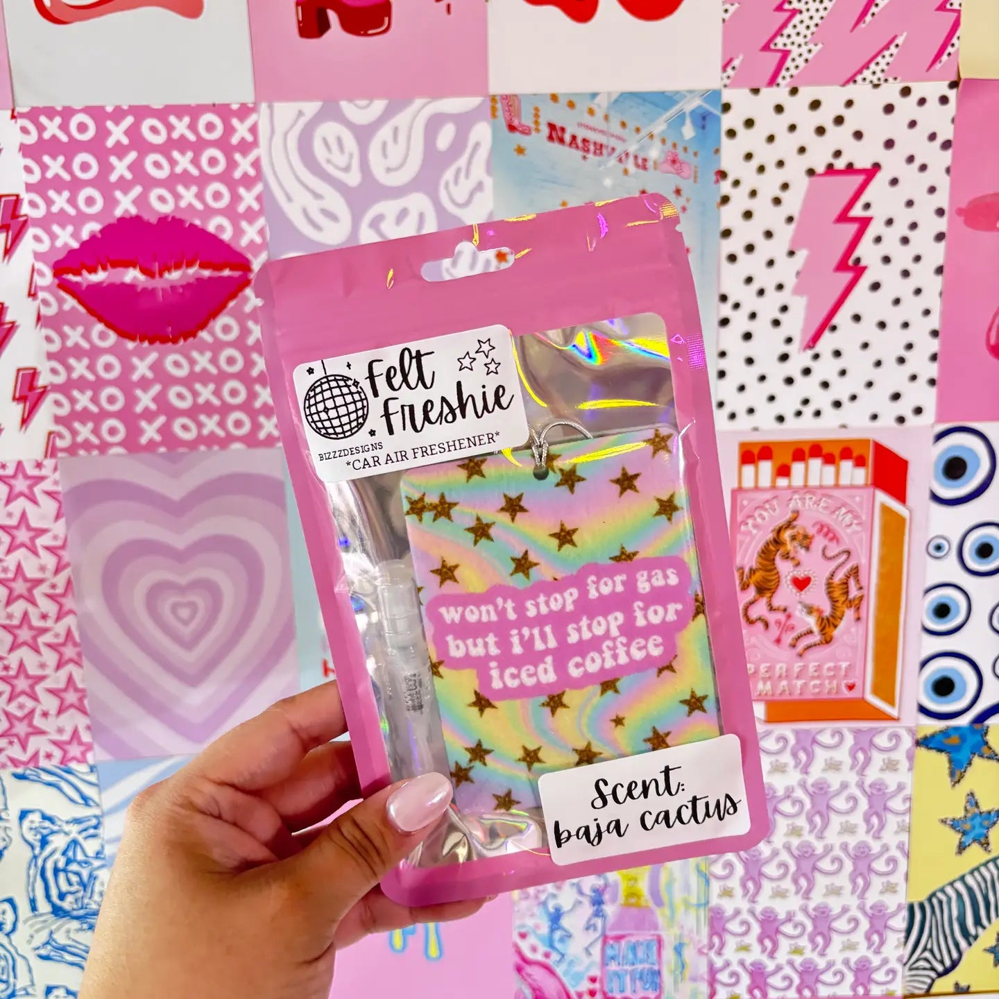 "Iced Coffee" Felt Car Freshie