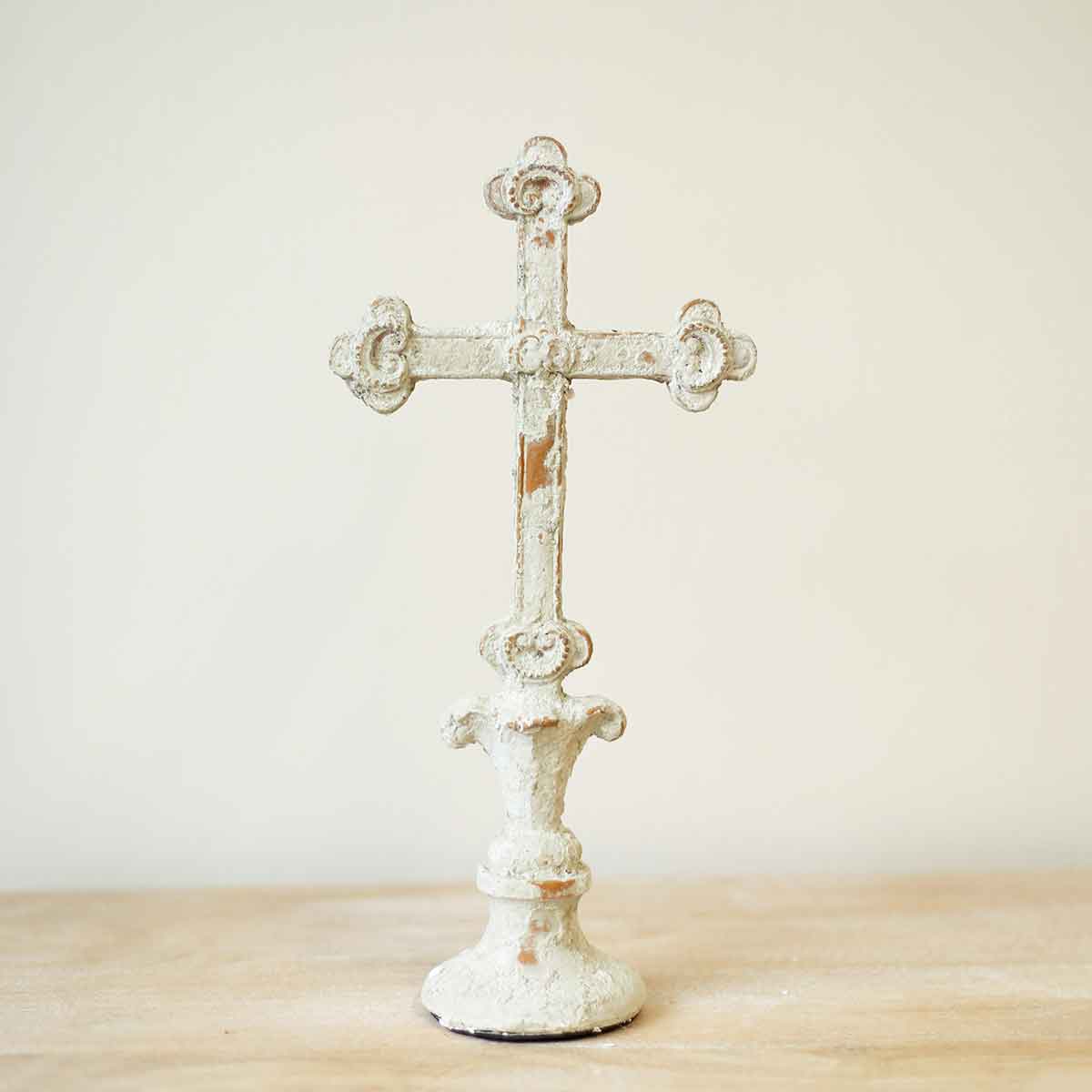 11.5" Cream Antique Cross Decor