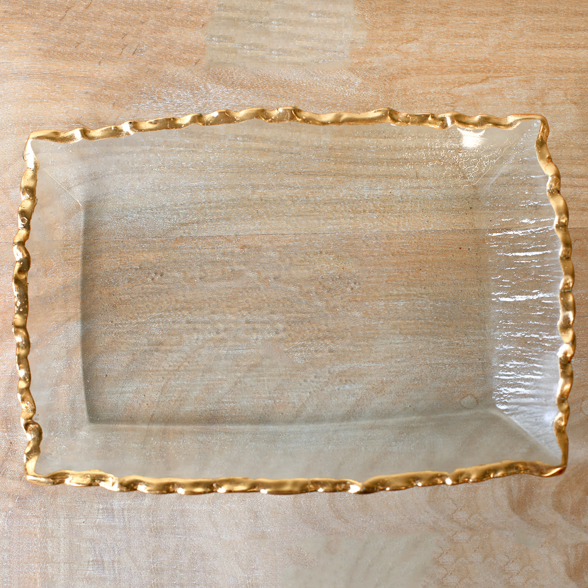 Seward Rectangle Gold Rim Serving Tray