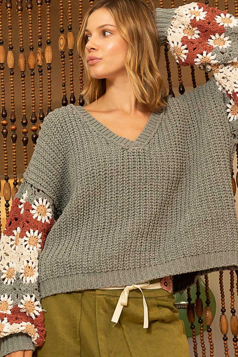 Knitted Florals Sweater