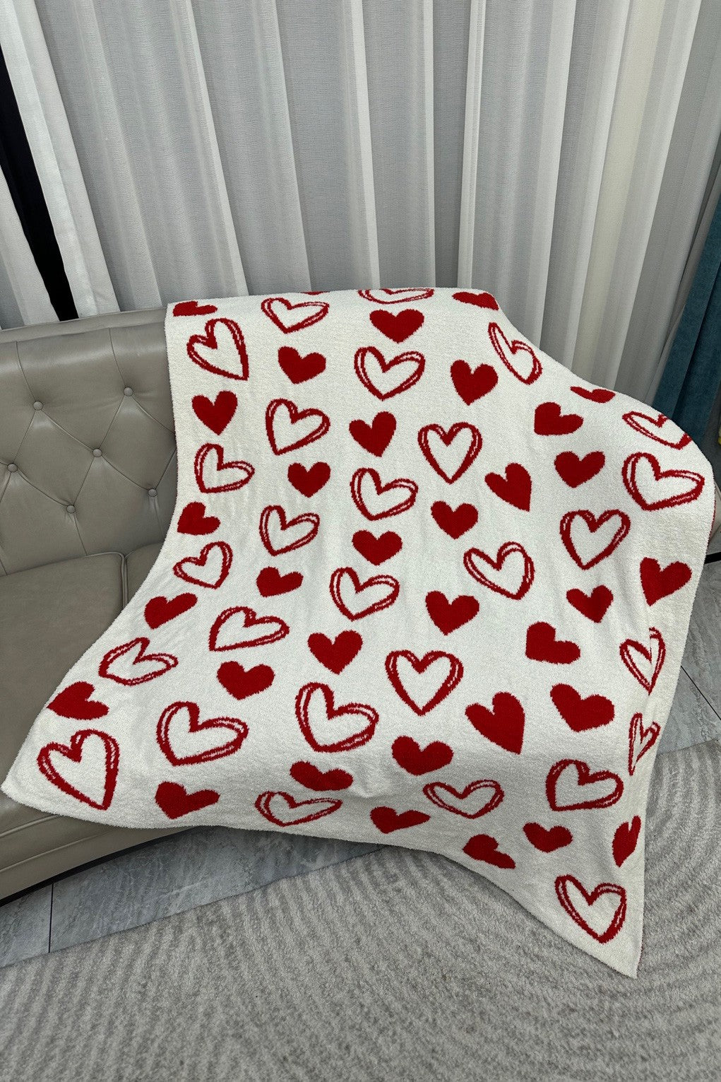Reversible Hearts Throw Blanket