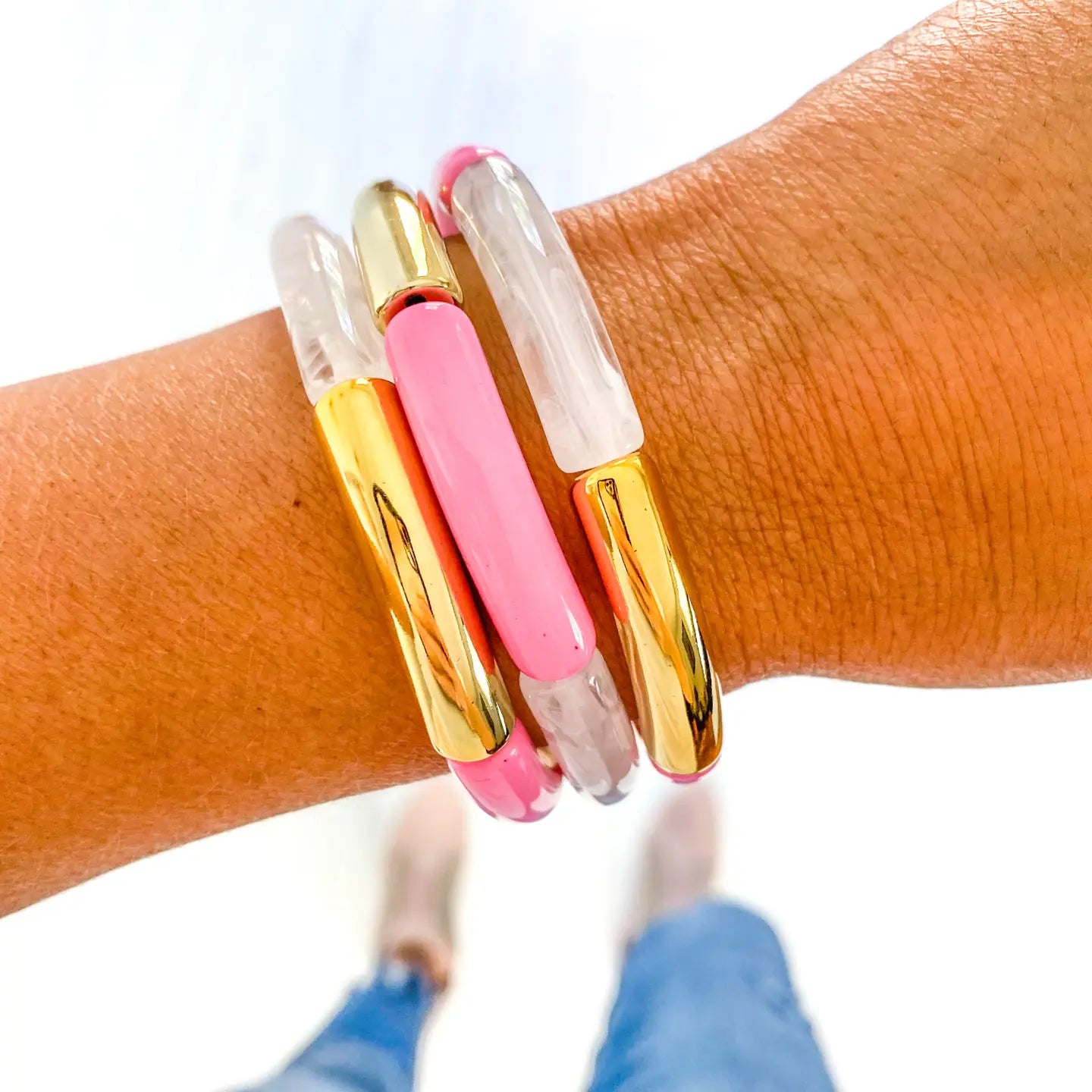 Acrylic Tube Bamboo Bracelet