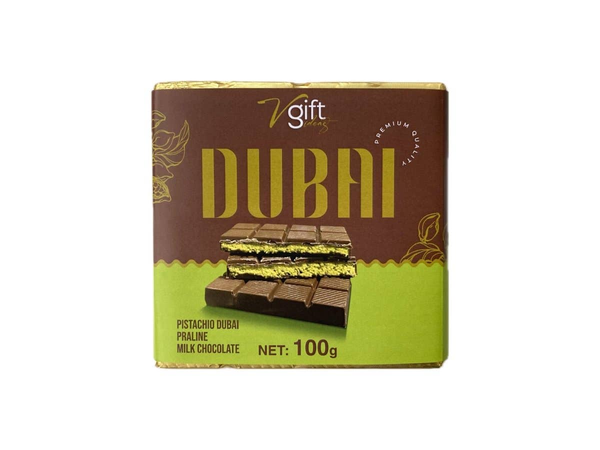 Pistachio Praline Dubai Chocolate Bar -100g