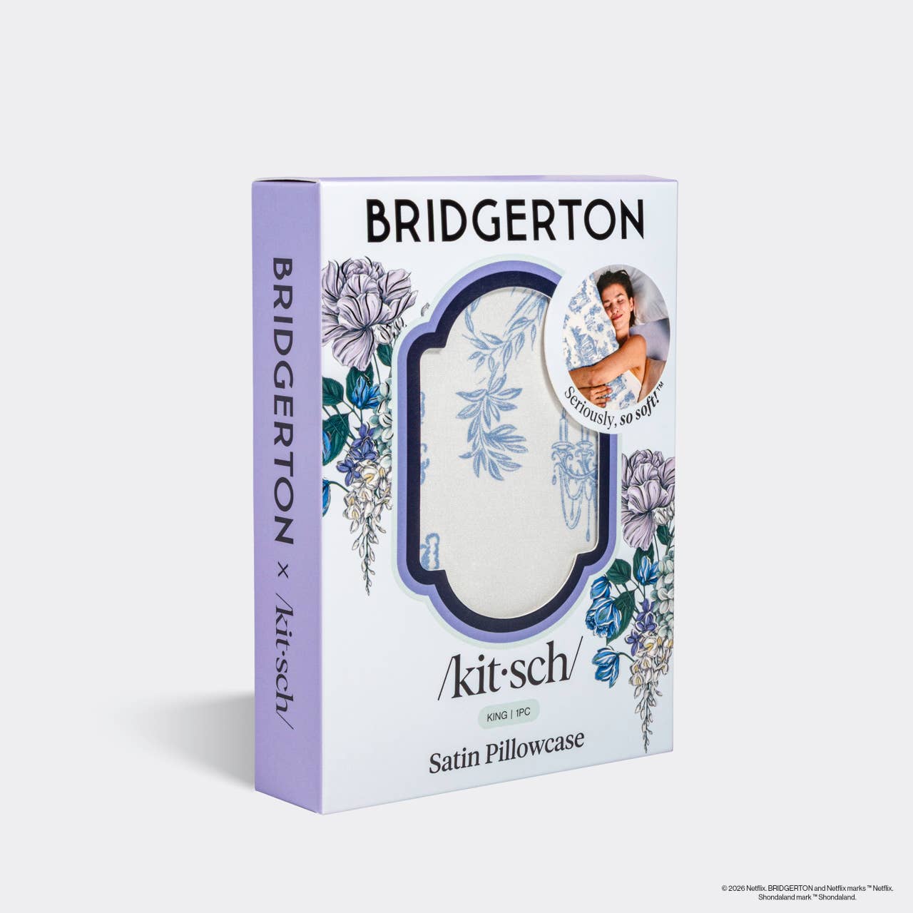Bridgerton x Kitsch Satin Pillowcase in Garden Toile - King