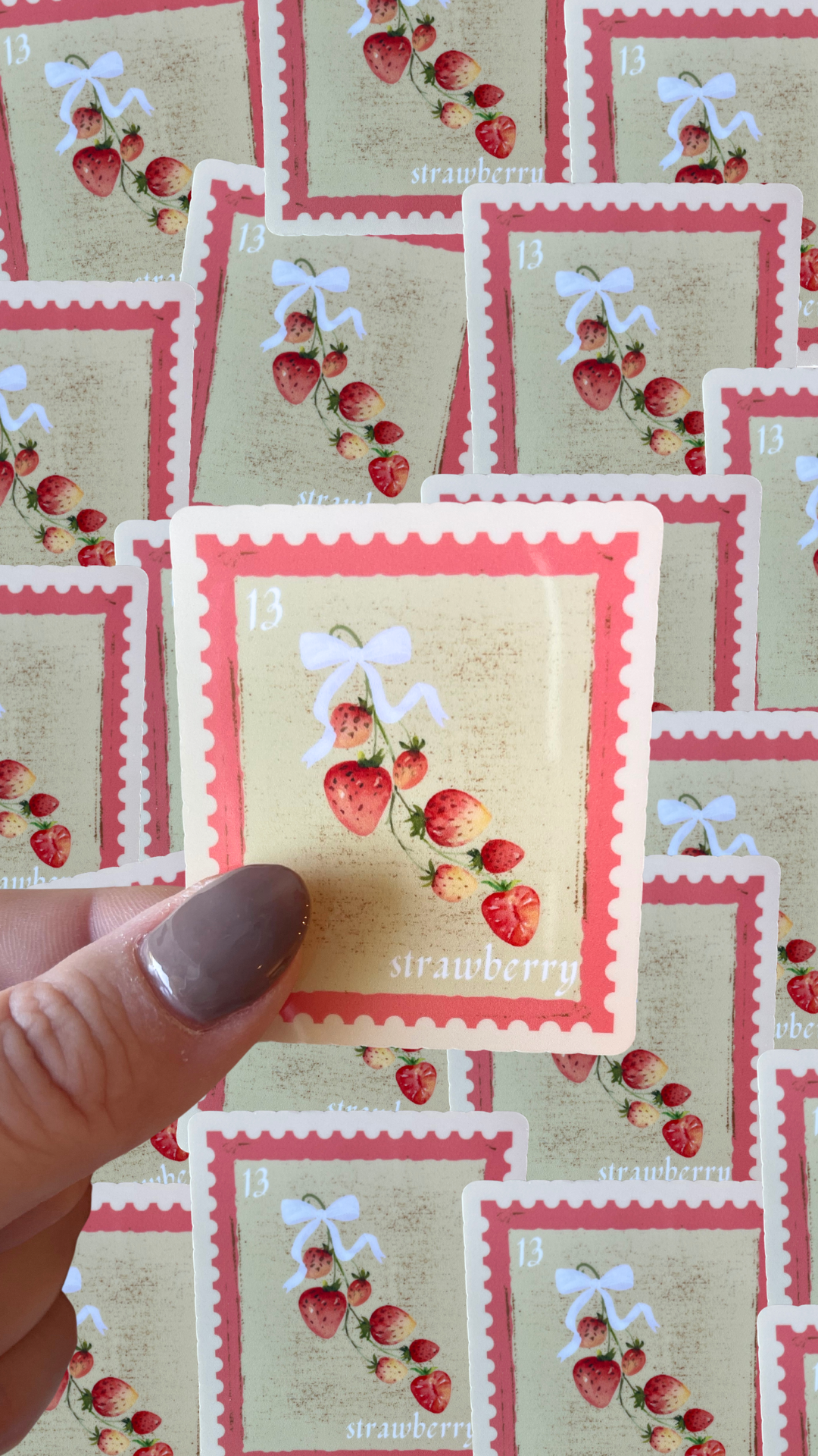 Vintage Strawberry Stamp Sticker