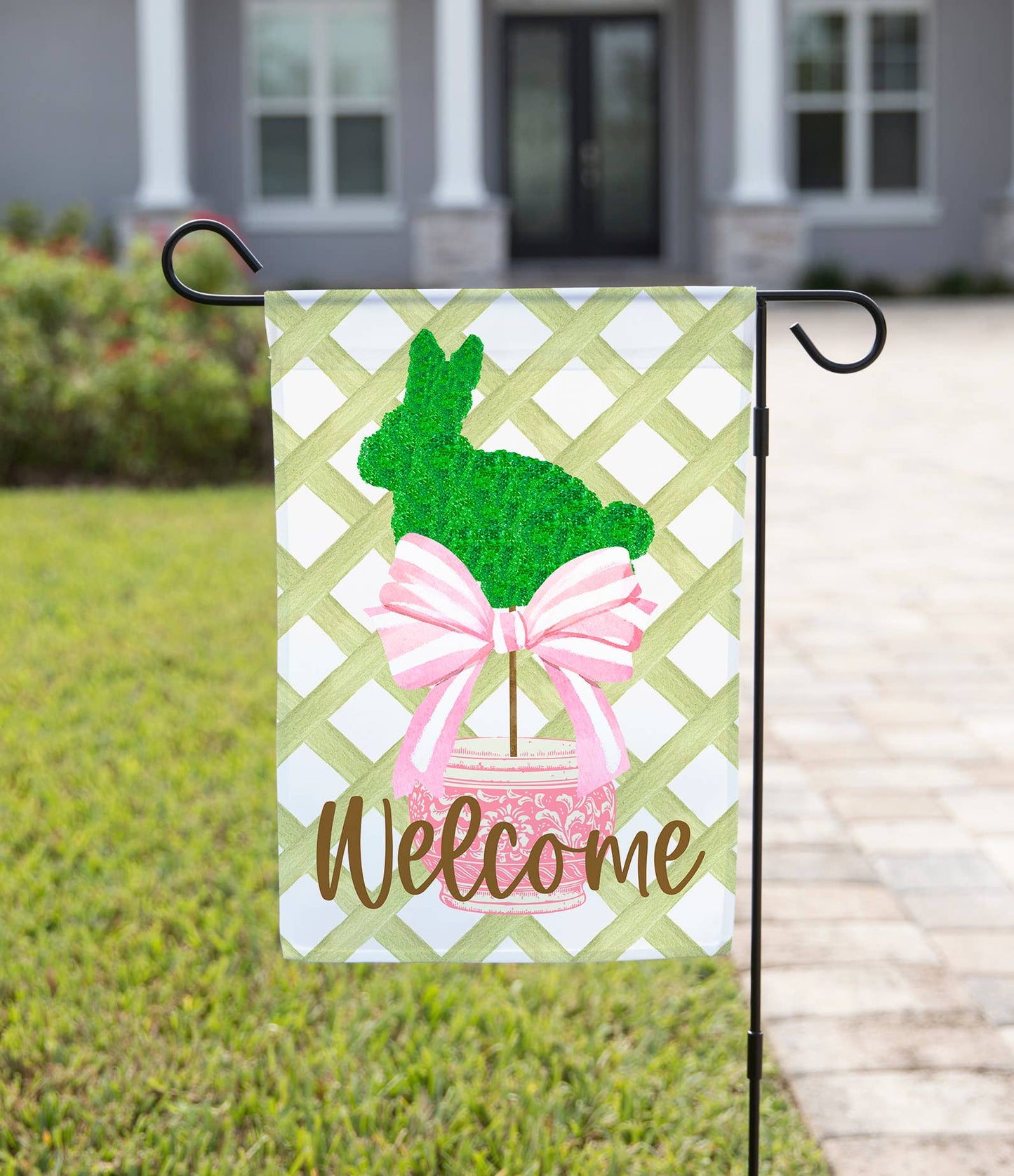 Bunny Topiary Garden Flag