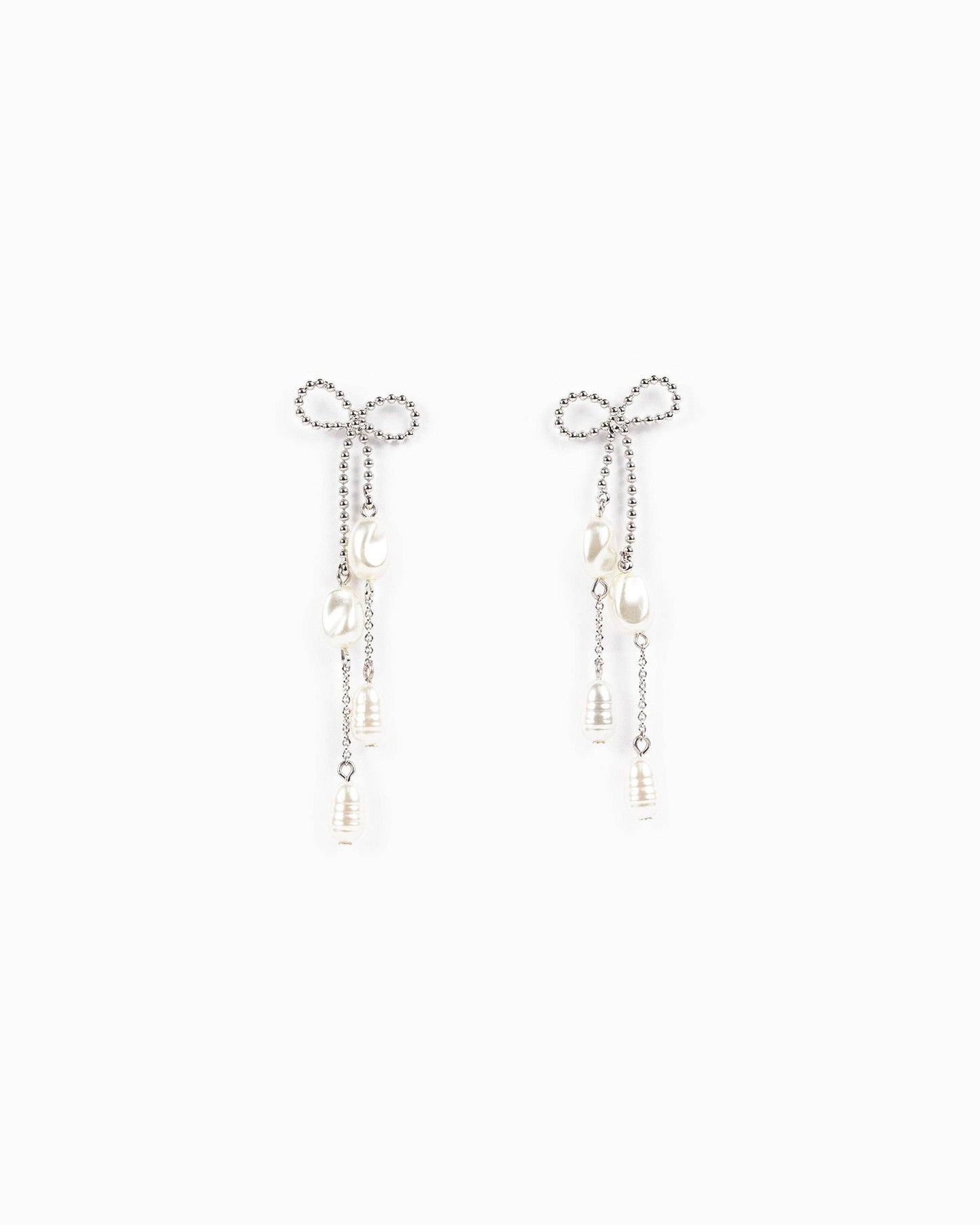 Long Bow Pearl Drop Earrings