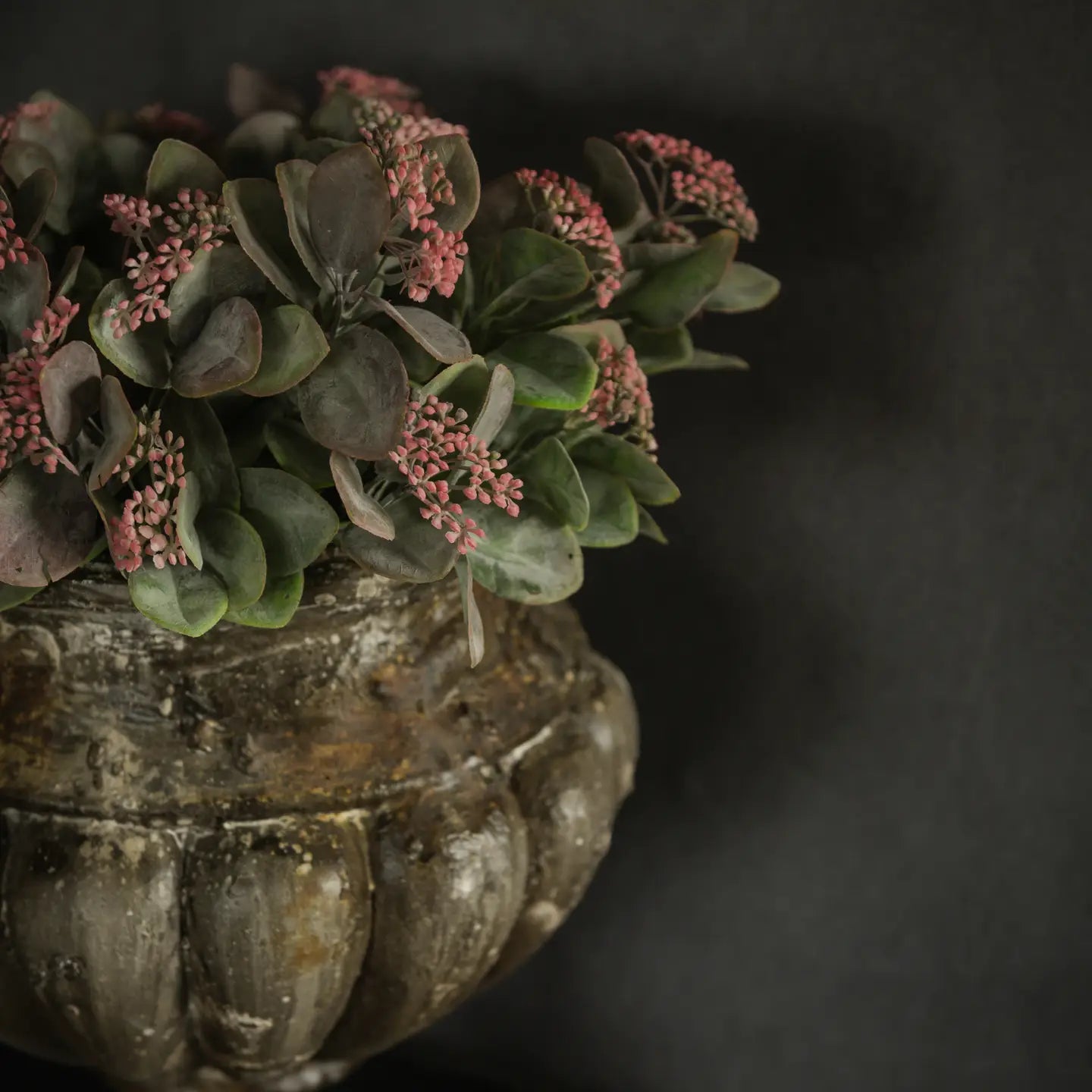 12" Greenery Bush with Pink Buds