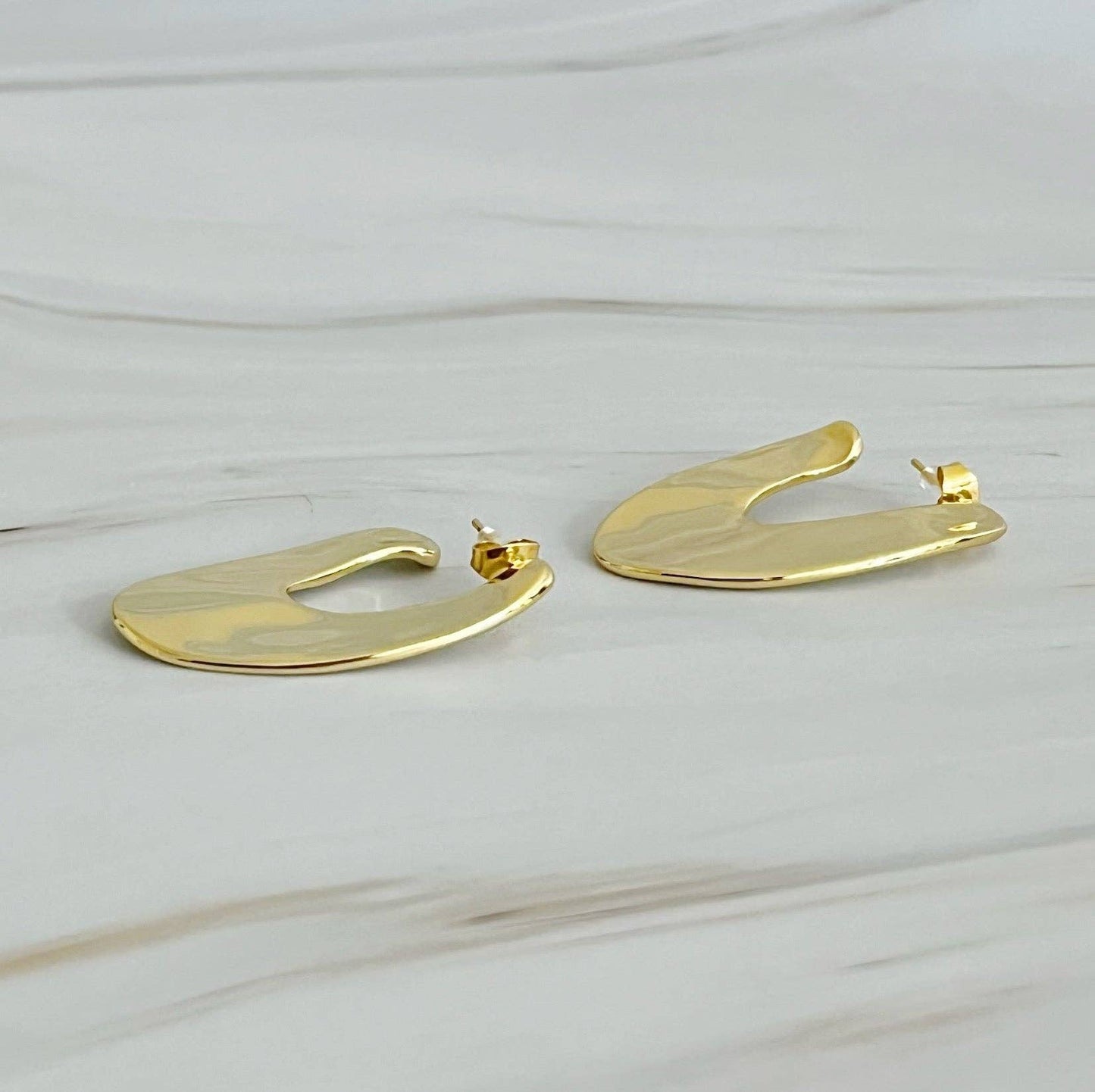 Polished Golden Art Hoop Earrings