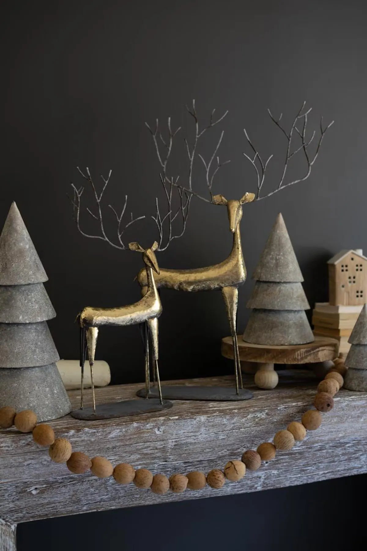 Antique Gold Metal Christmas Deer