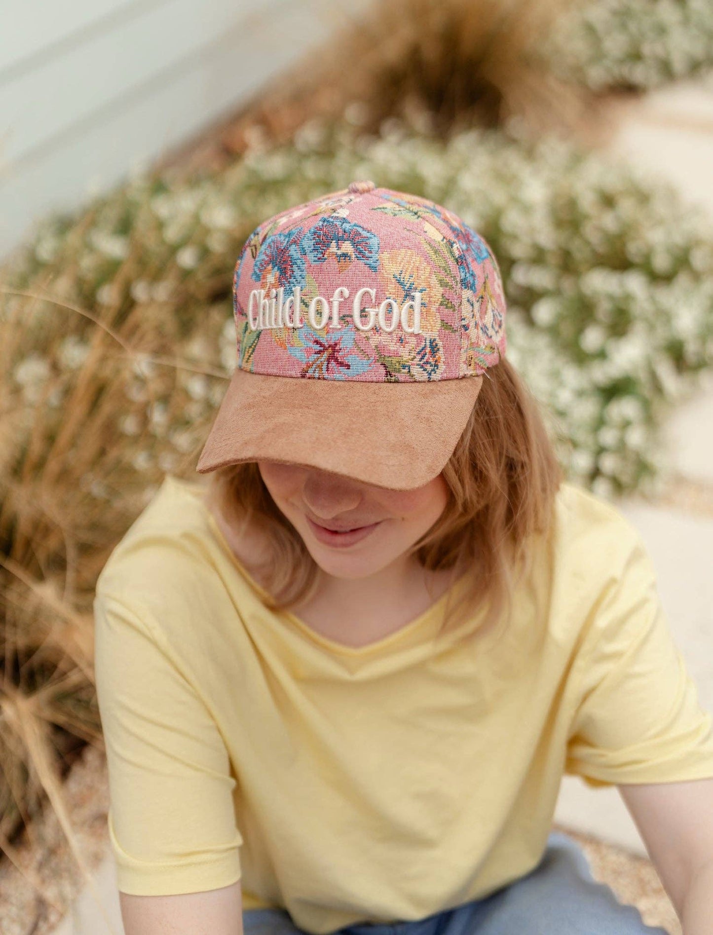 Floral "Child of God" Embroidered Hat