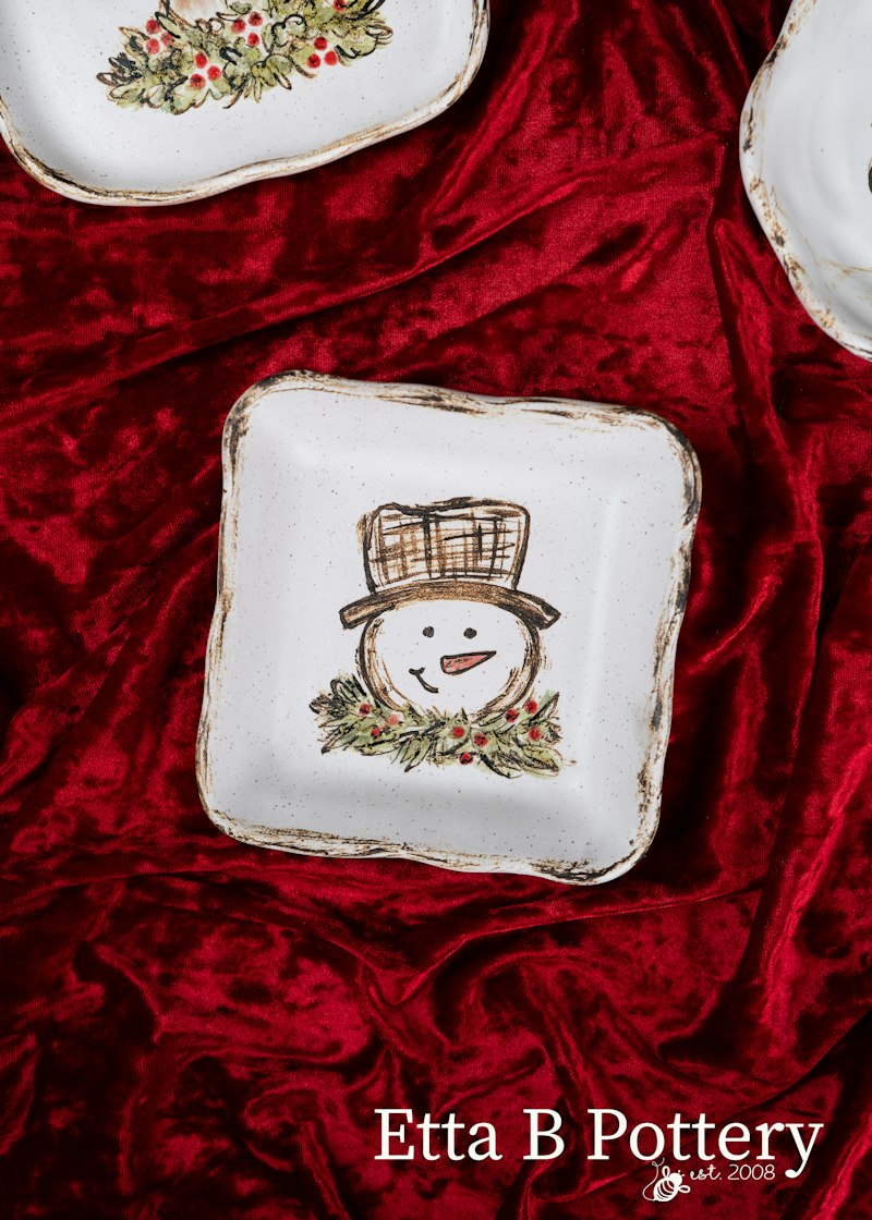 Mr Snowman Square Dish