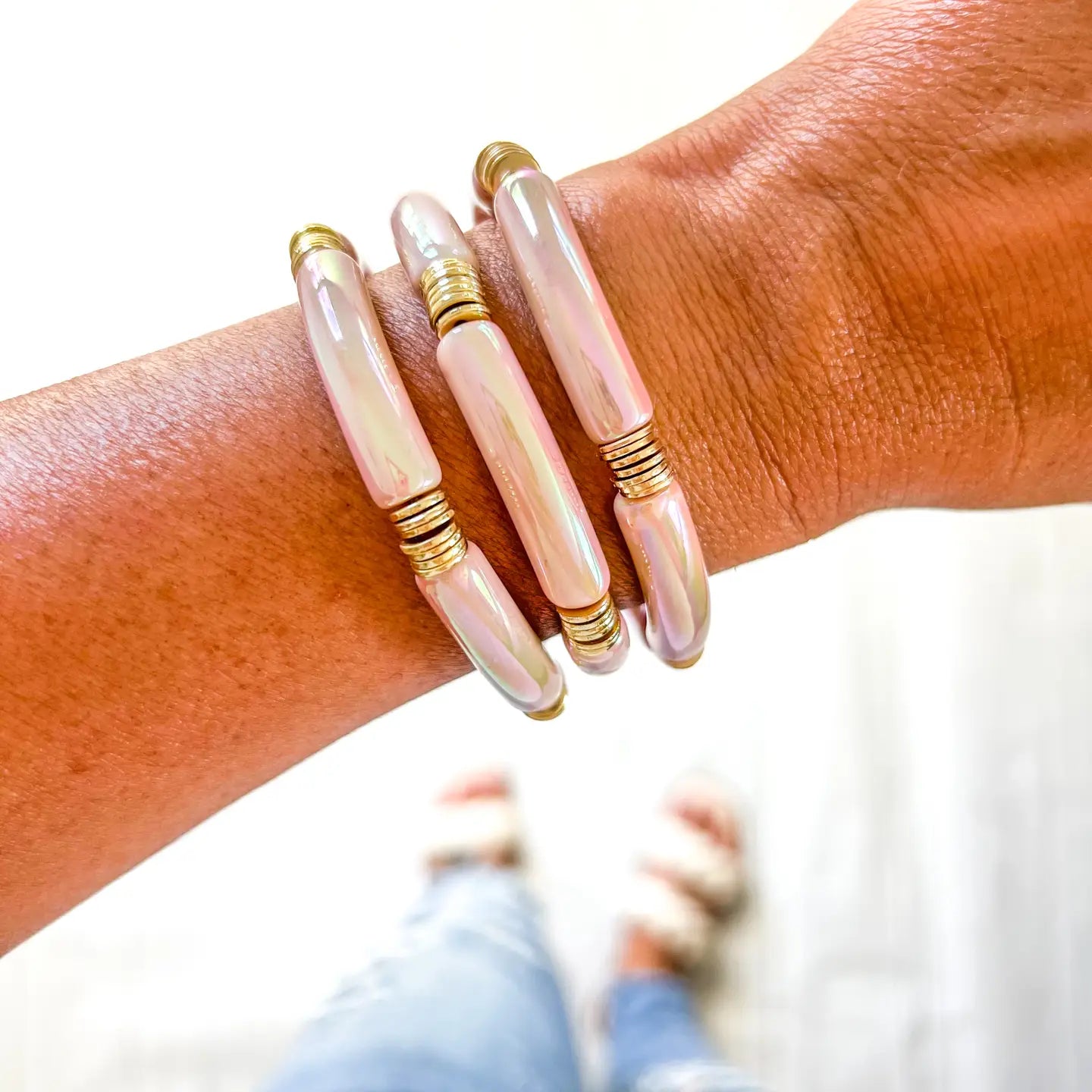 Metallic Small Acrylic Tube Bracelet