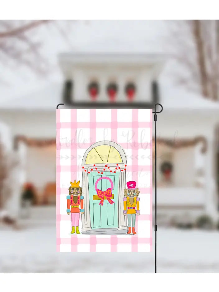 Gingham Nutcracker Garden Flag