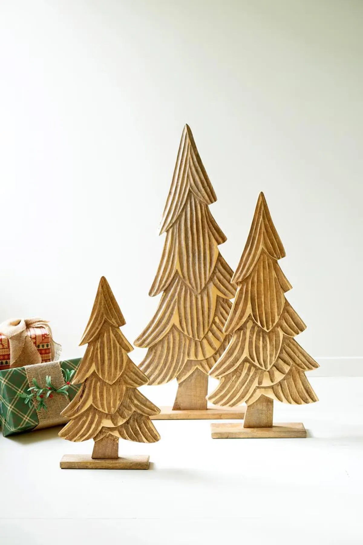 Wood Christmas Tree with Gold Detail