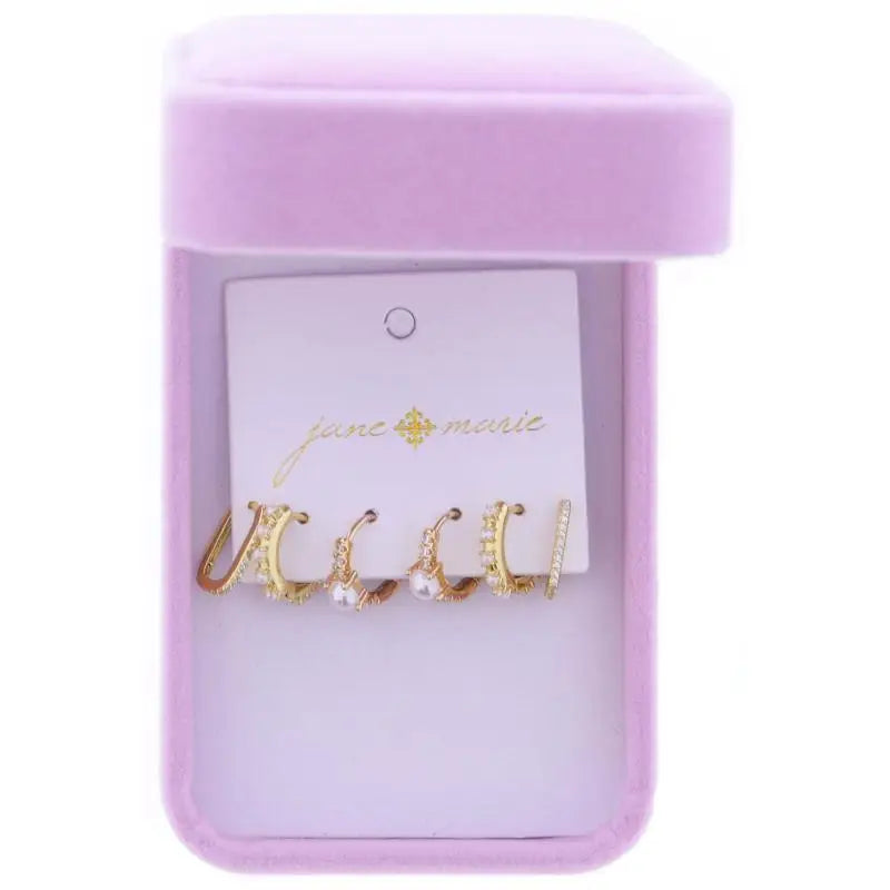 Crystal Huggie with Pearl, Pearl Huggie Earrings