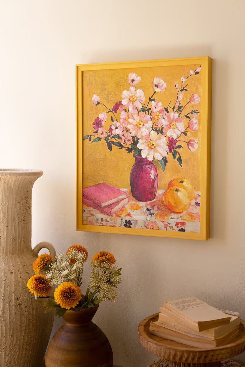 Yellow Framed Floral Painting