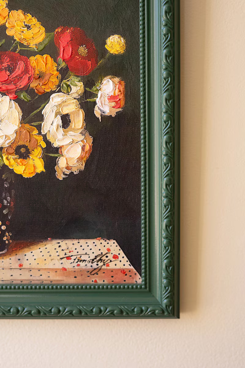 Green Framed Floral Painting