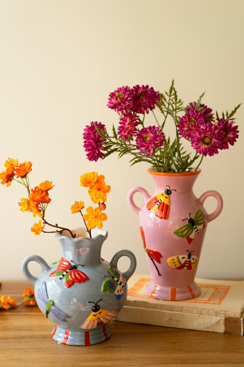 Ceramic Butterfly and Moth Vase