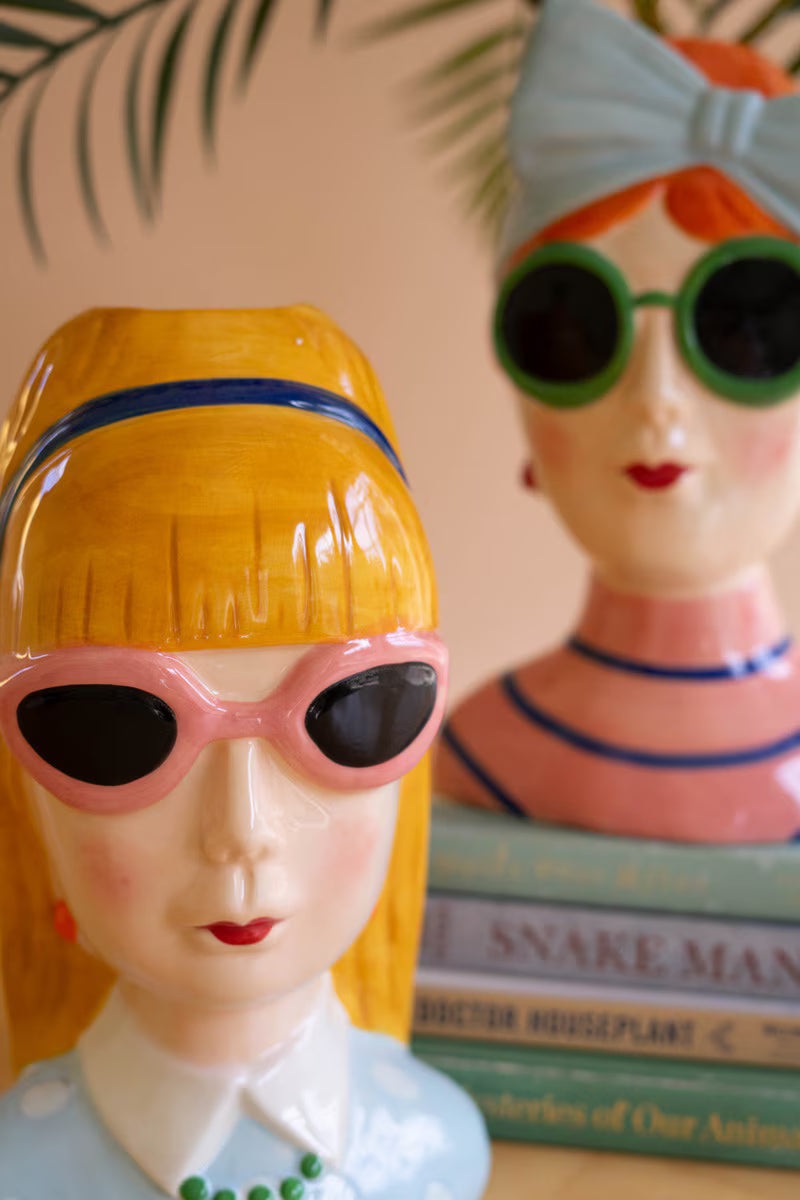 Ceramic Lady Vases with Sunglasses