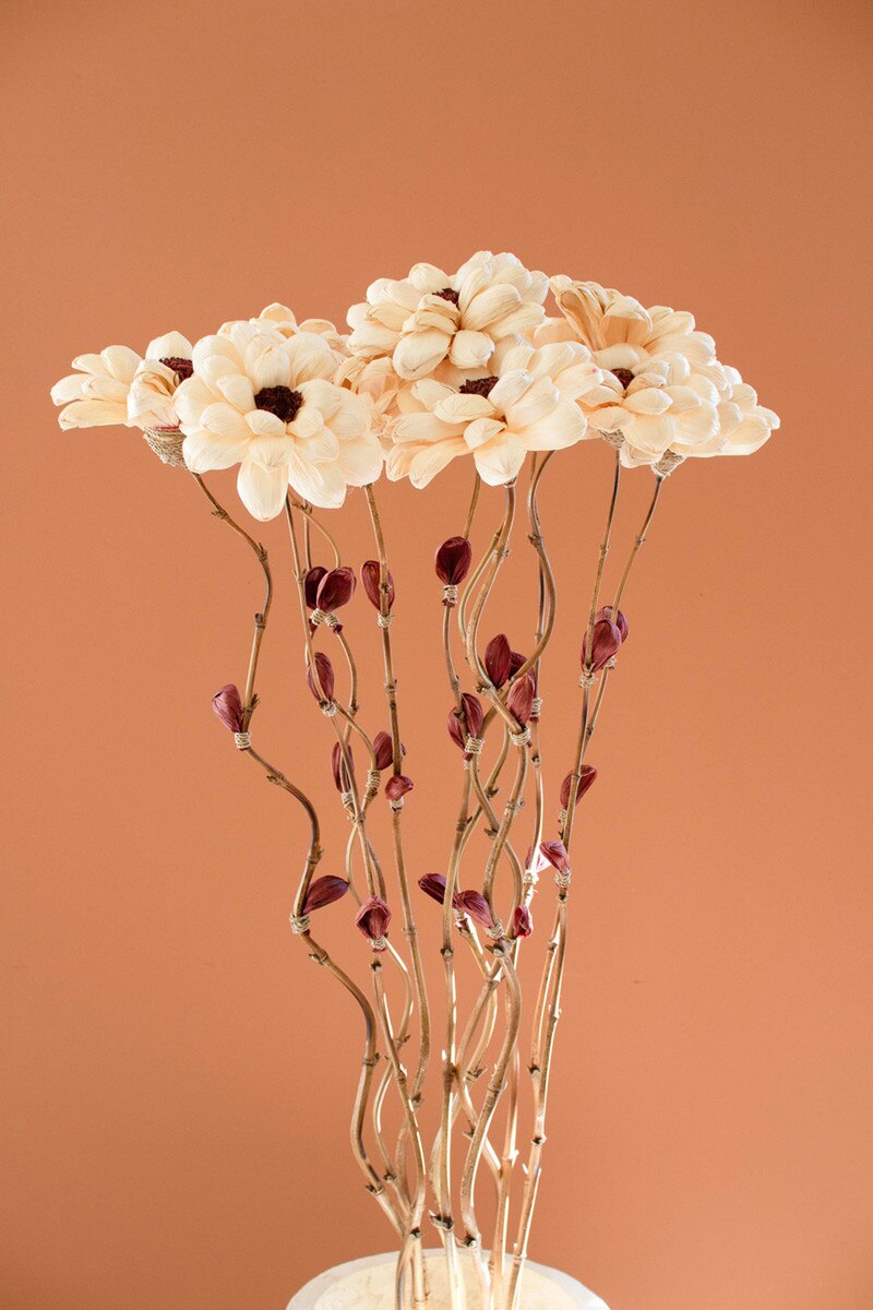 53" Dried Floral On Bamboo Stem