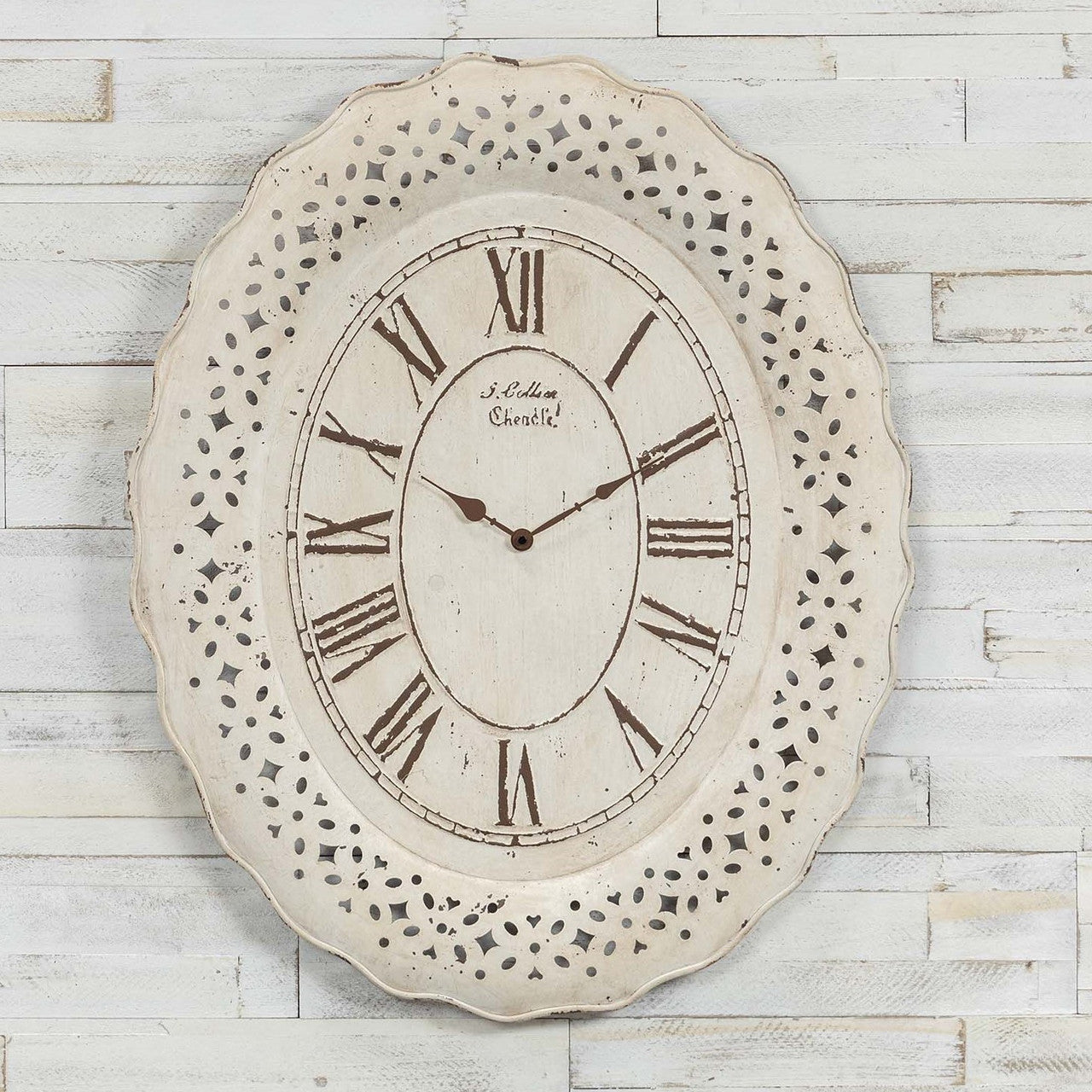 30" Oval Cottage Metal Clock
