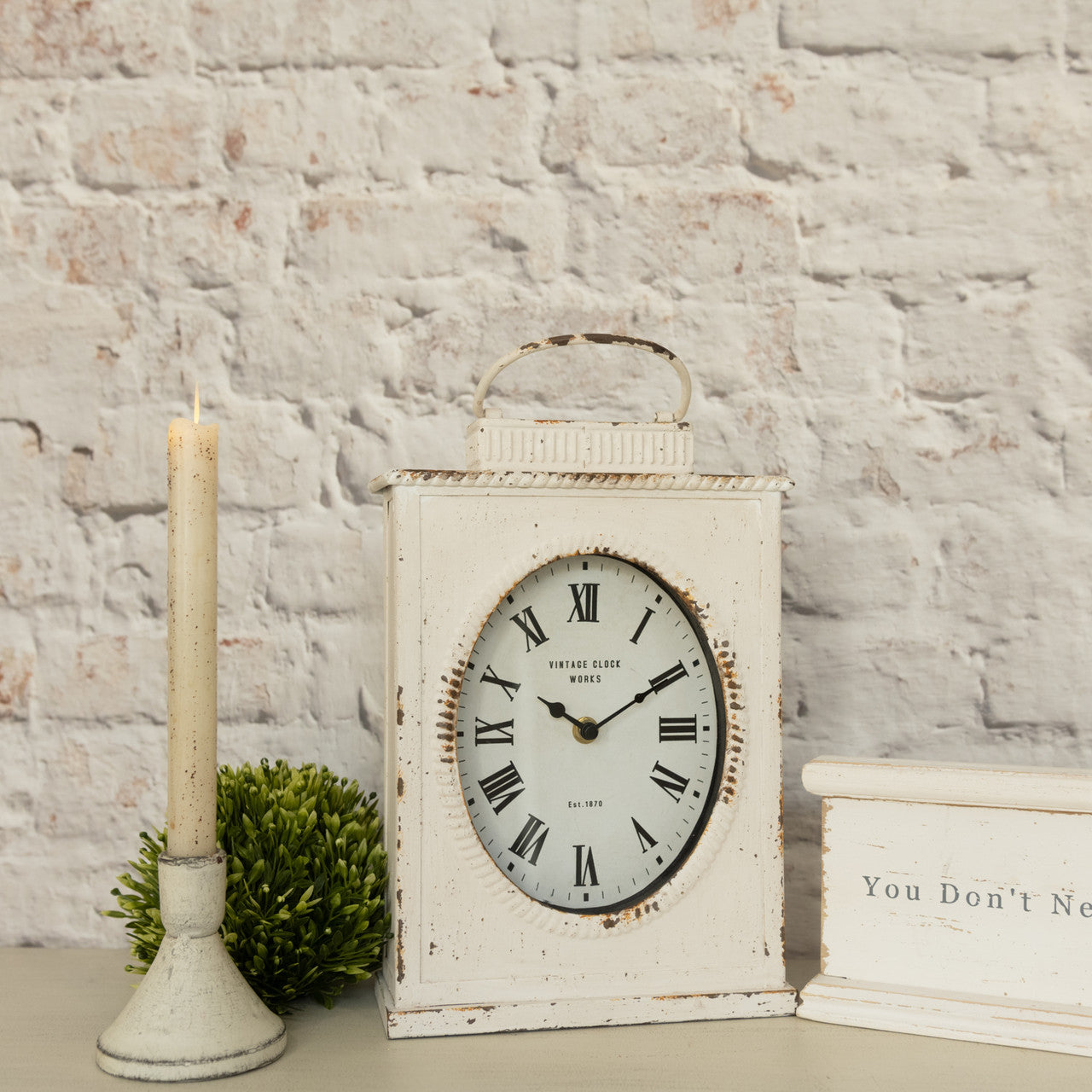 12" White Lantern Clock