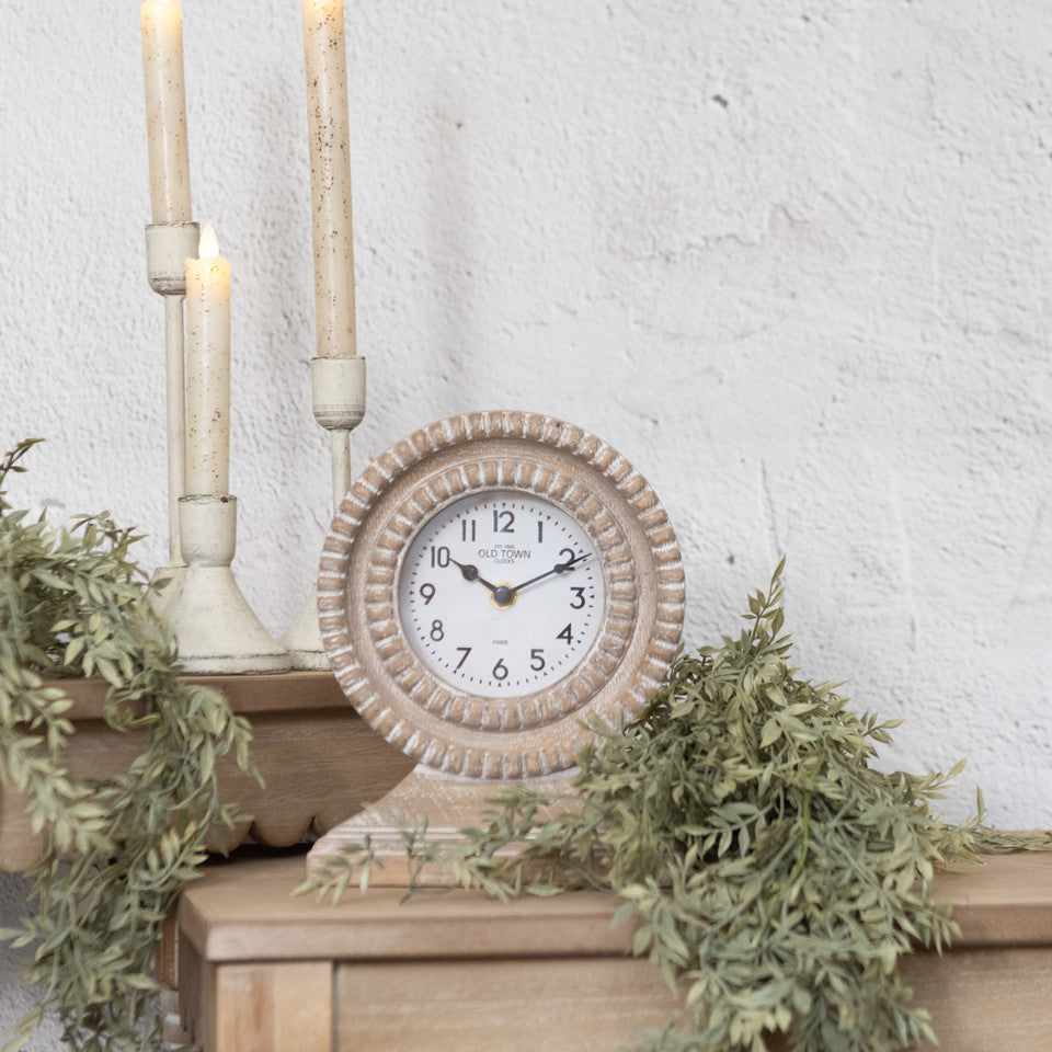Wood Pedestal Tabletop Clock