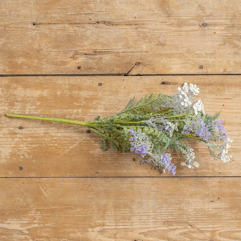 19" Cream & Purple Queen Ann's Lace & Fern Bush