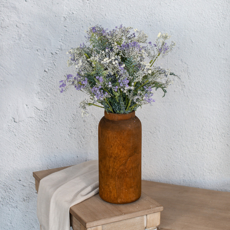 19" Cream & Purple Queen Ann's Lace & Fern Bush