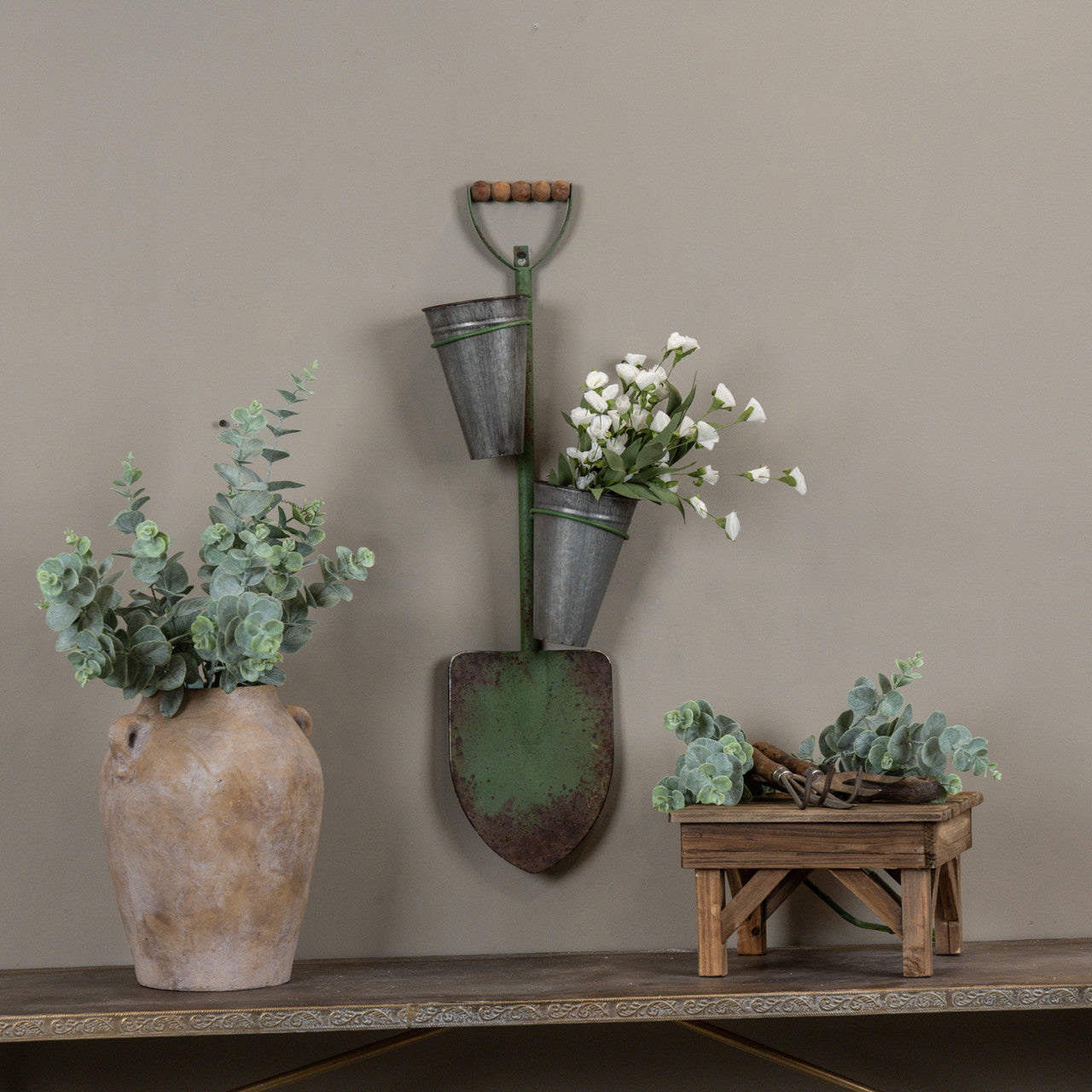 Aged Shovel Double Wall Planter