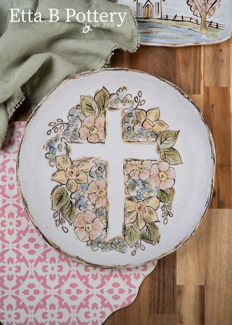 Large Floral Cross Platter