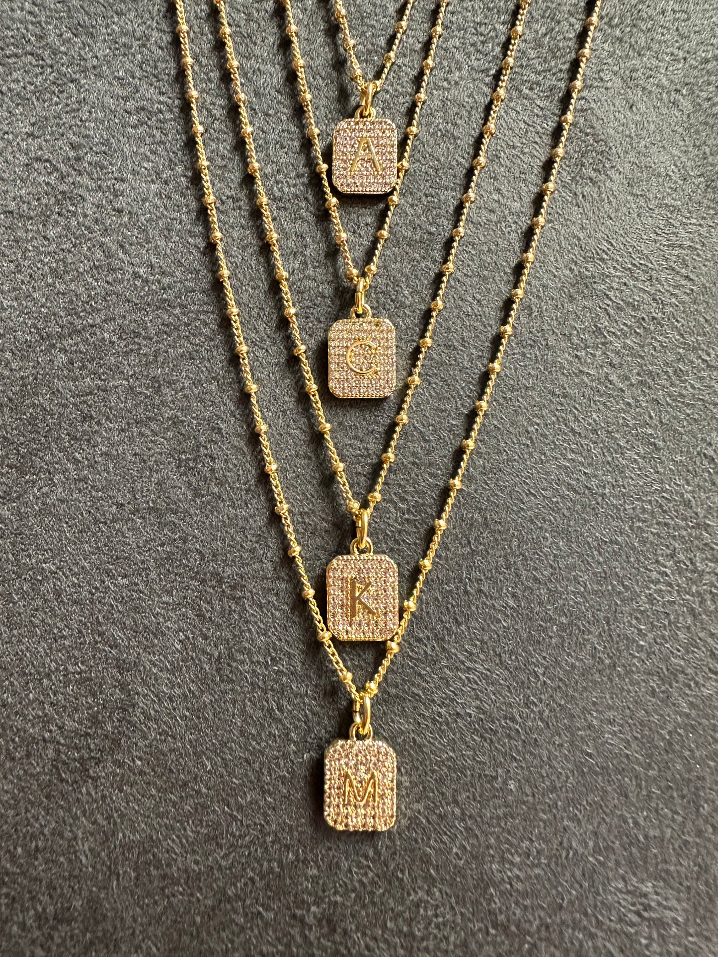 Initial Necklace Bead Crimp Chain