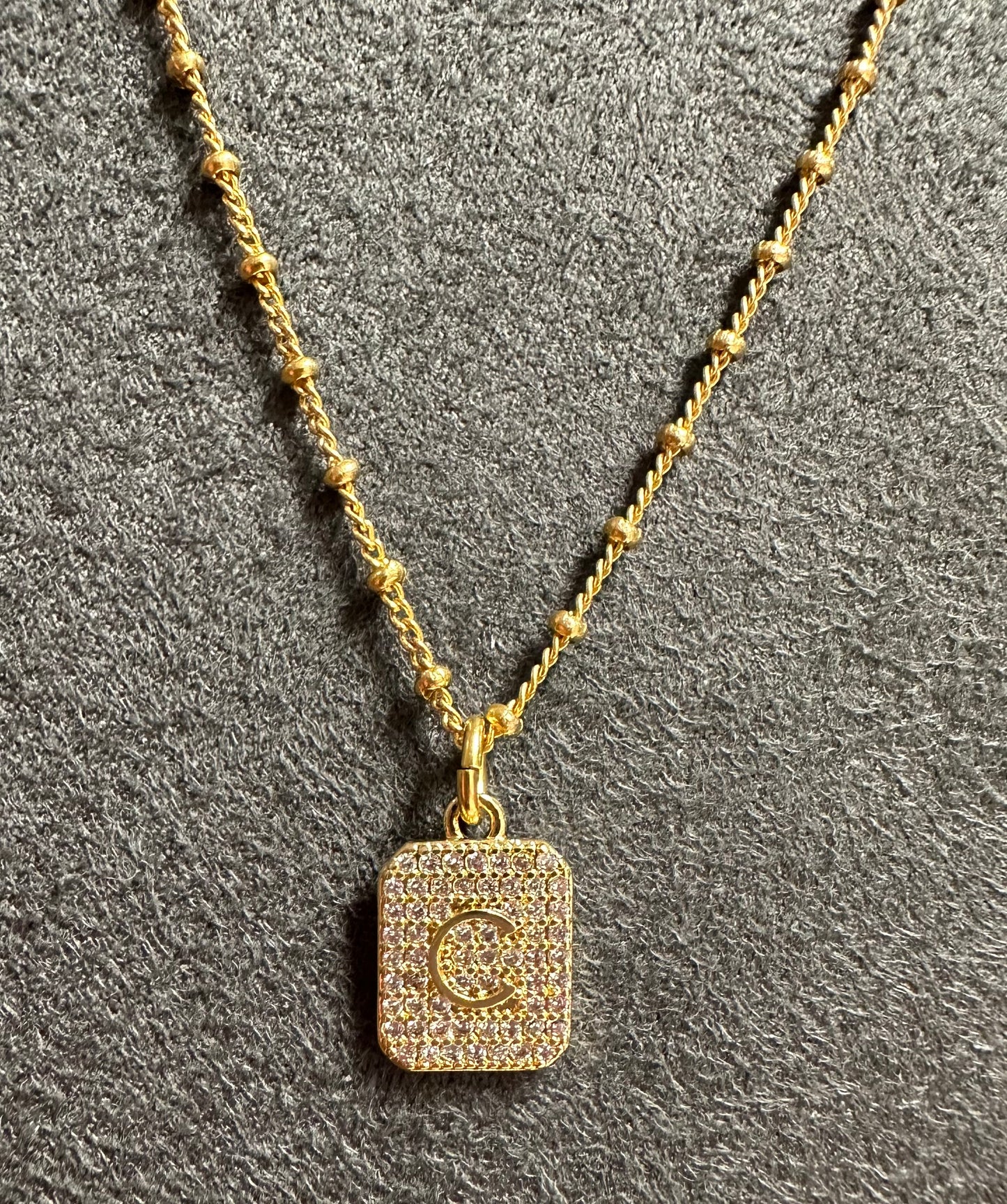 Initial Necklace Bead Crimp Chain