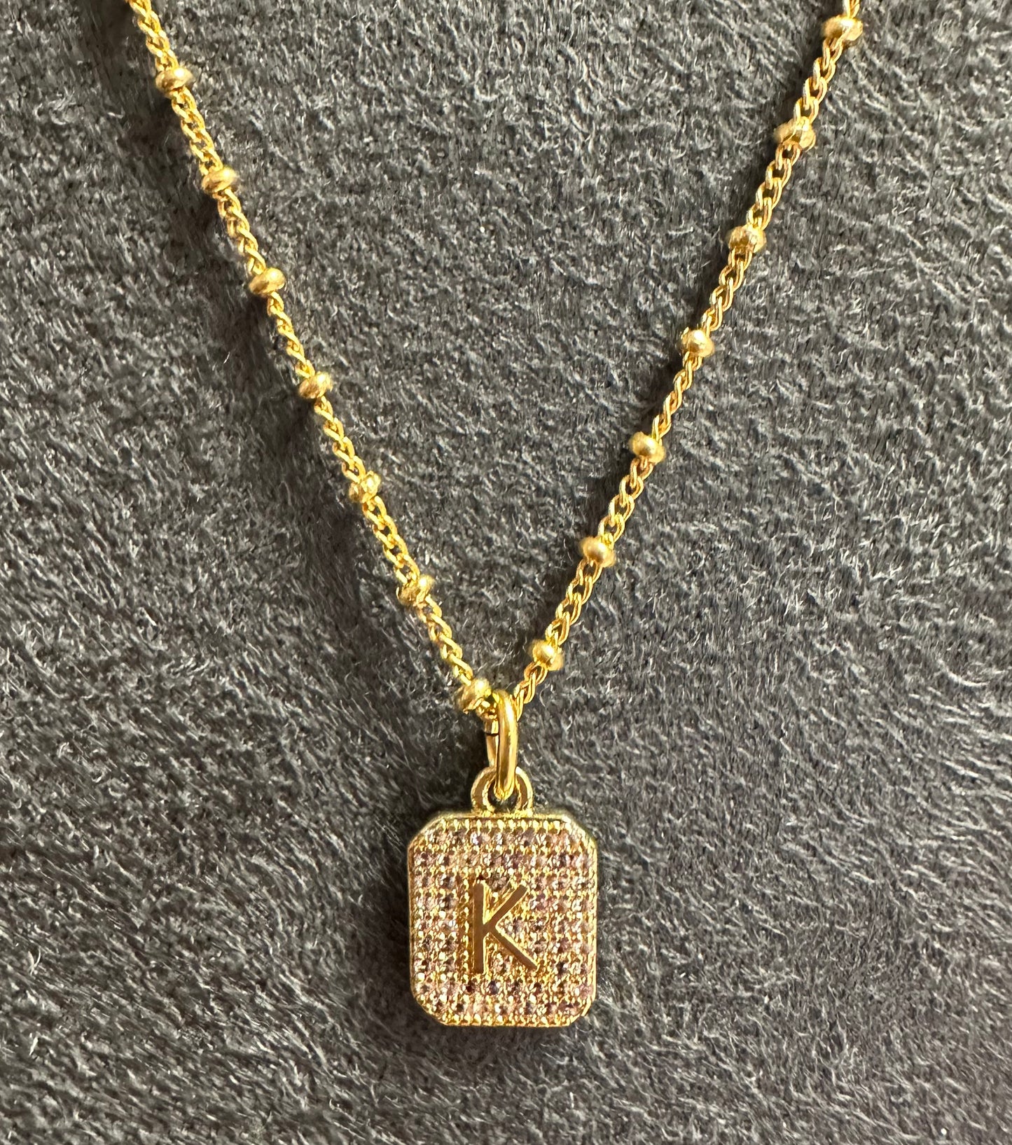 Initial Necklace Bead Crimp Chain
