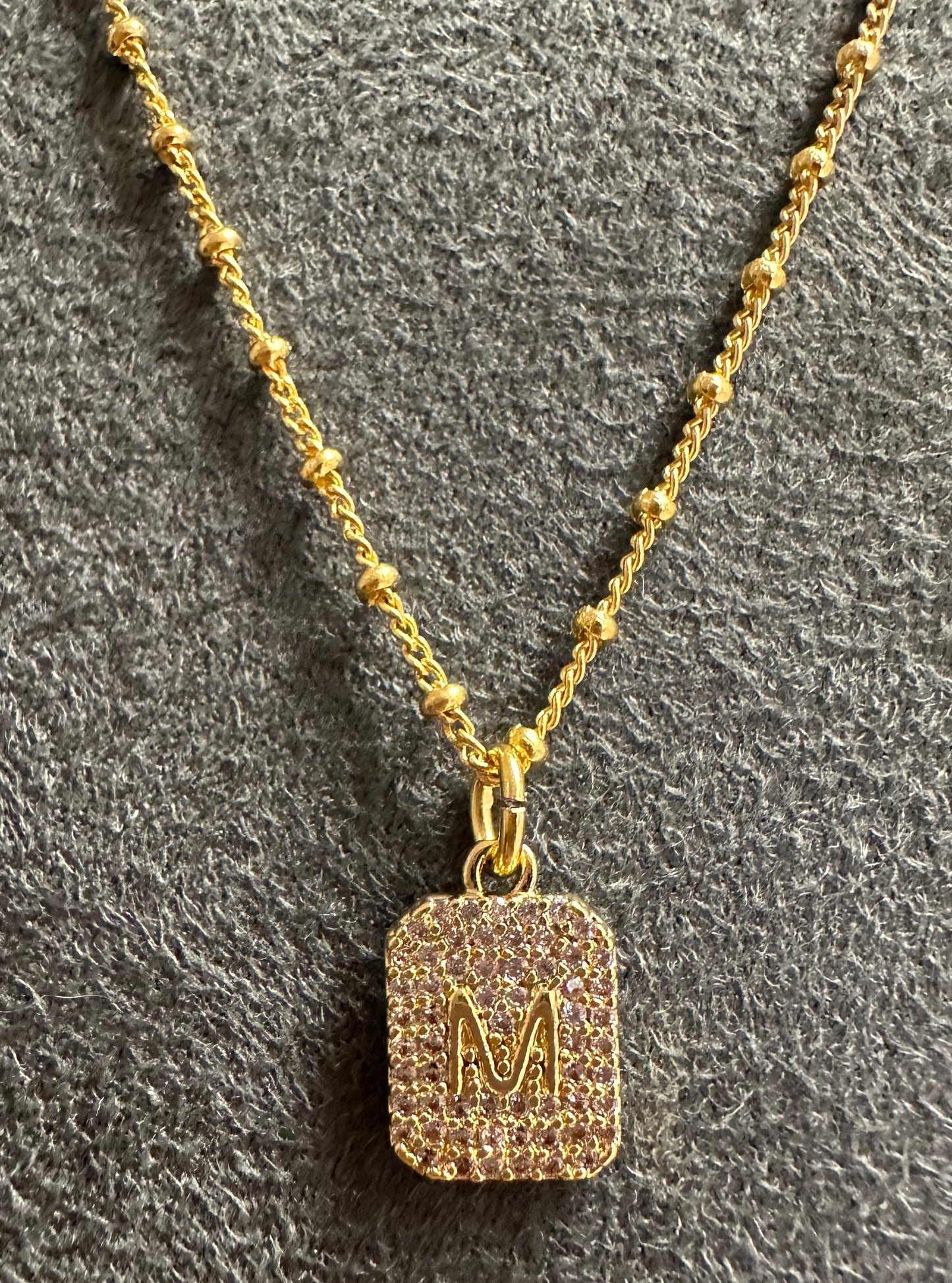 Initial Necklace Bead Crimp Chain