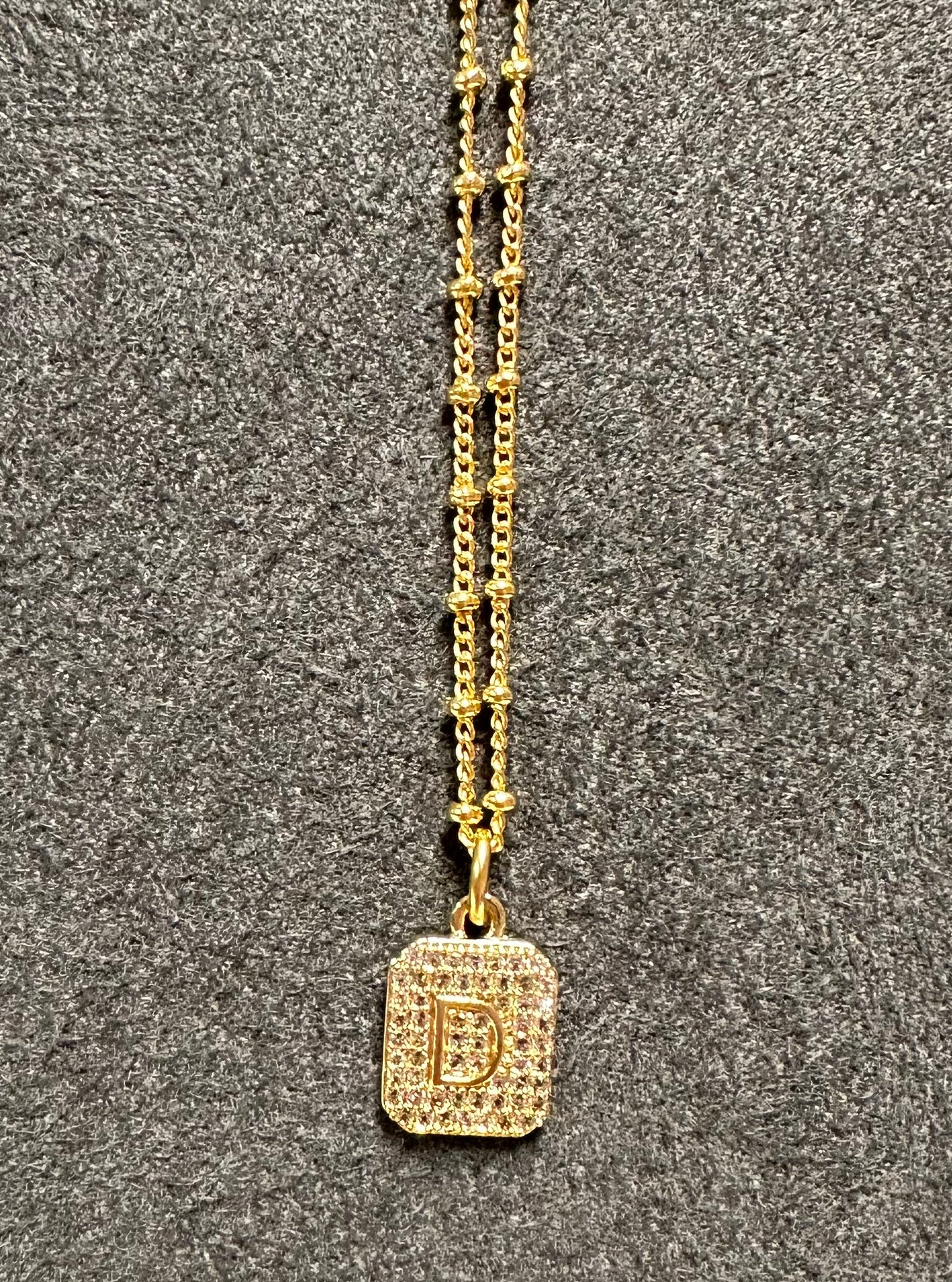 Initial Necklace Bead Crimp Chain