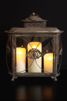 18" Metal & Glass Lantern