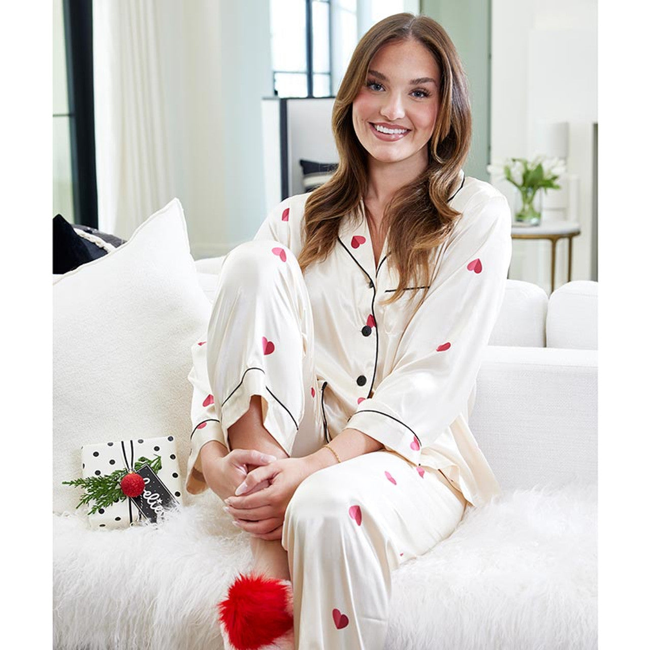 Long Sleeve Hearts Pajama Set