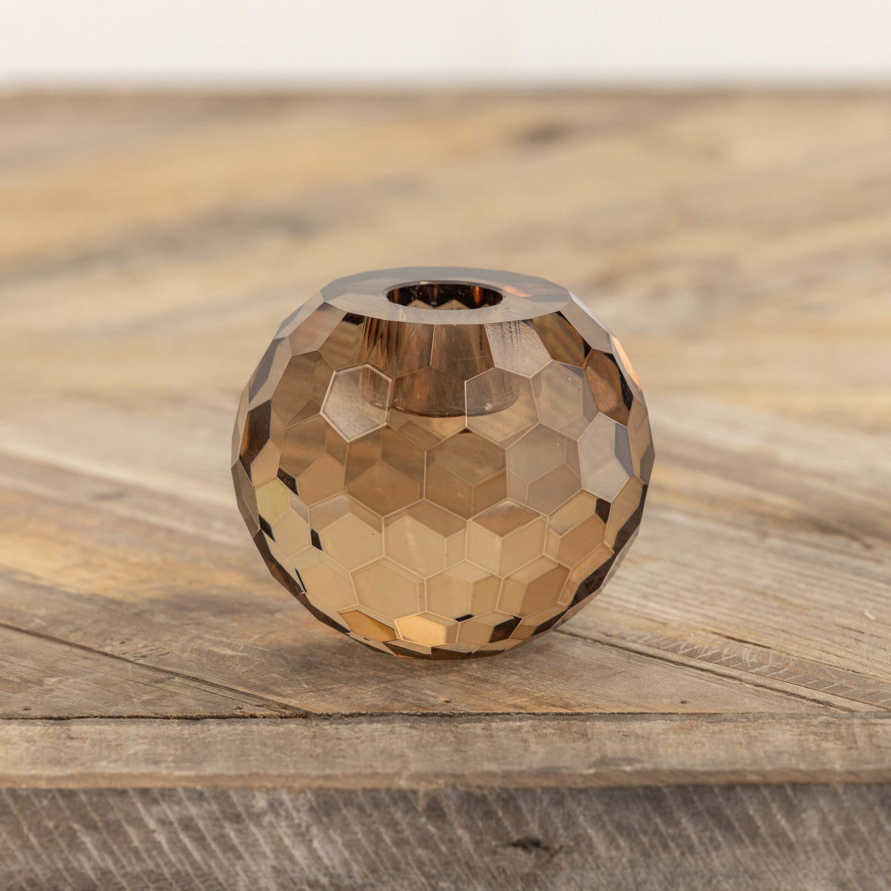 3" Bronze Glass Taper Candle Holder