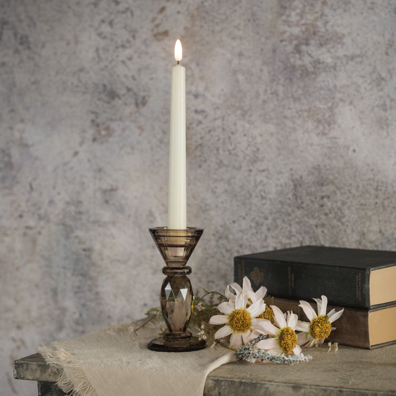 5.5" Bronze Glass Taper Candlestick