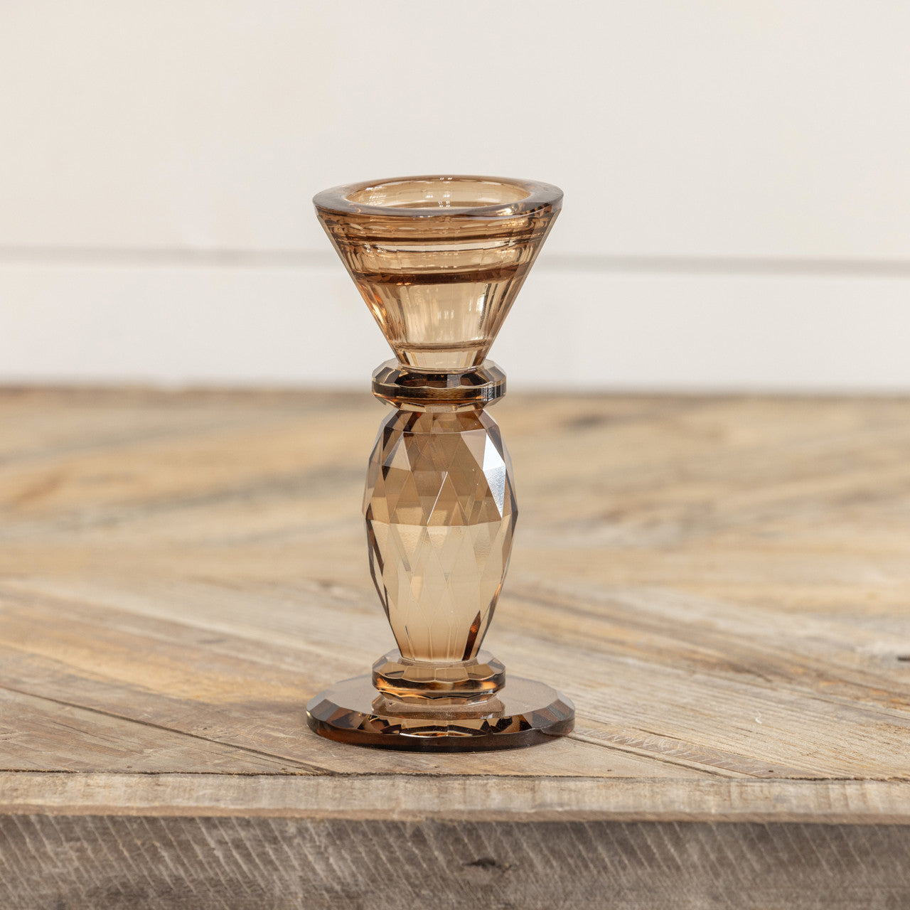 5.5" Bronze Glass Taper Candlestick