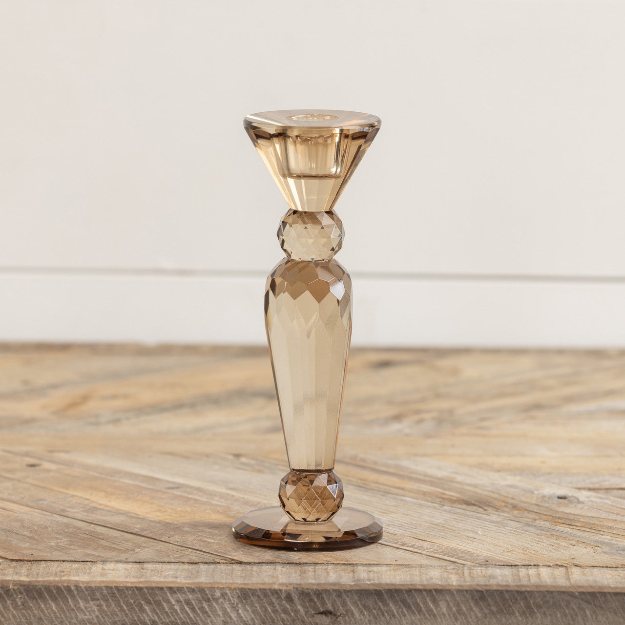 7.5" Bronze Glass Taper Candlestick