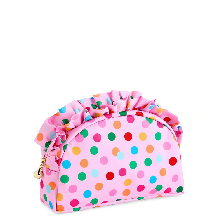 Polka Dot Ruffle Zip Puch