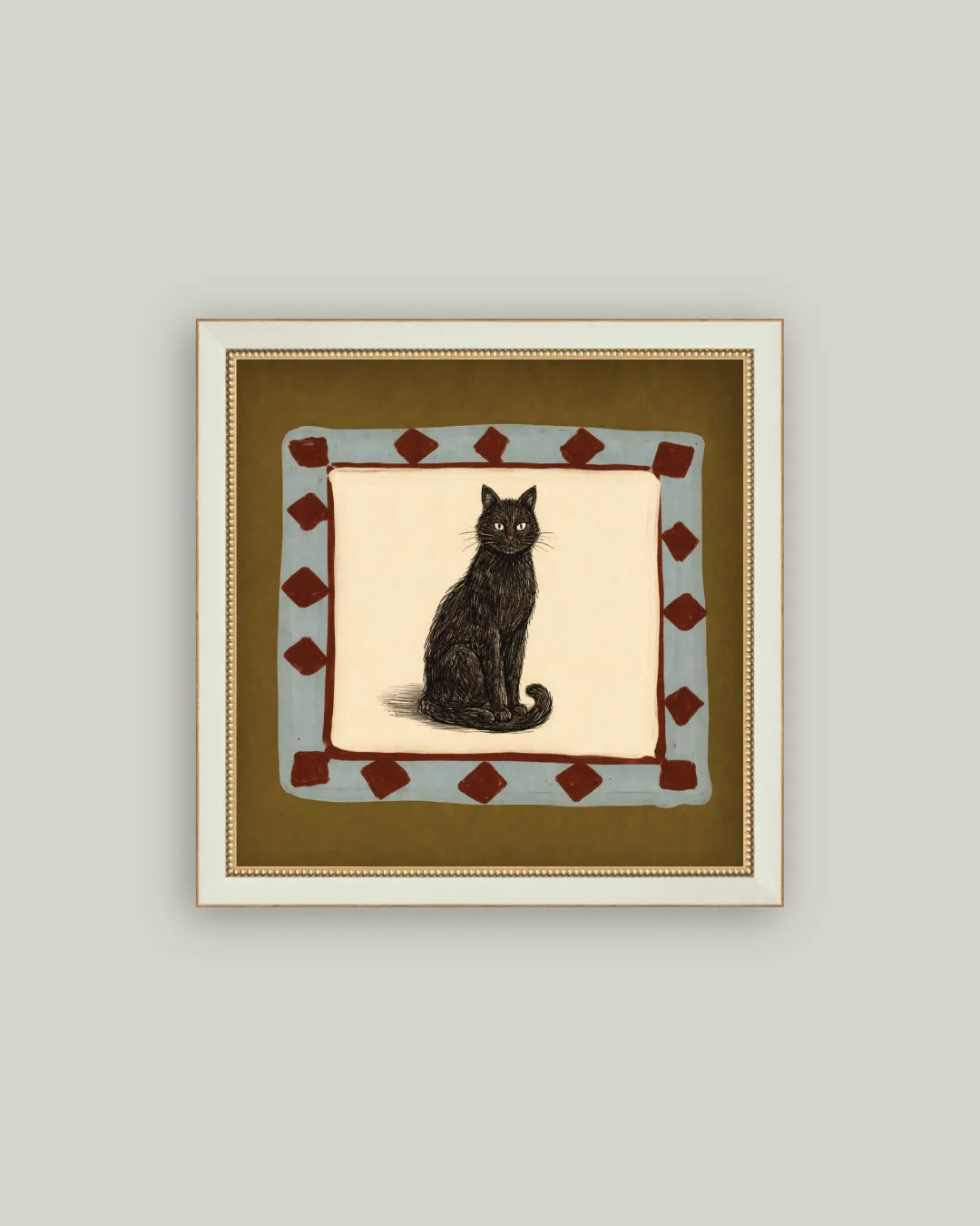 8x8 Watchful Black Cat Frame