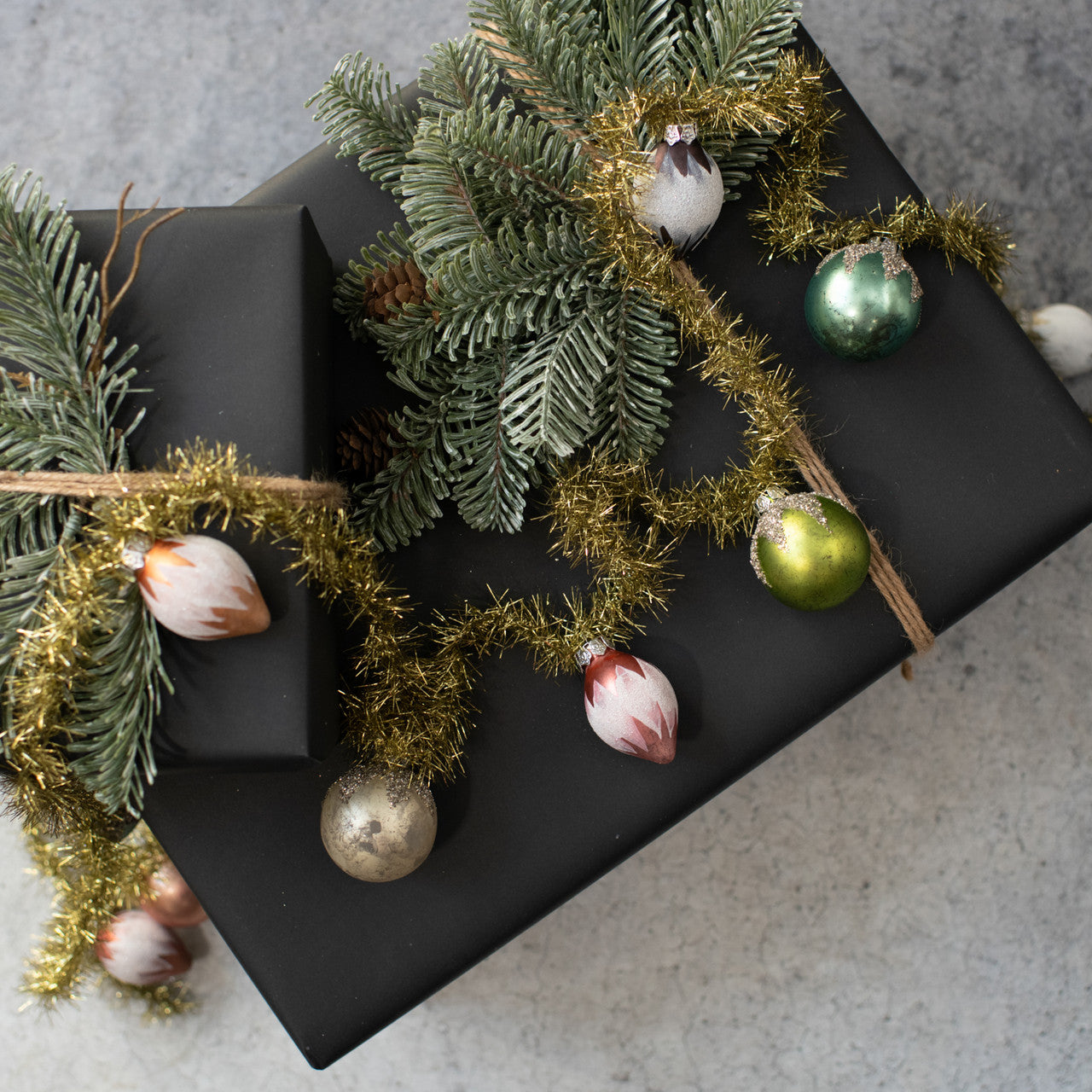 6' Gold Tinsel Garland w/ Glass Bulbs