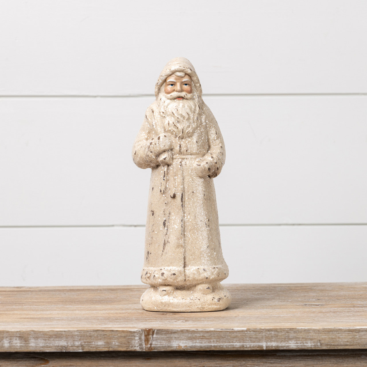 11.5" Antique White Santa w/ Glitter