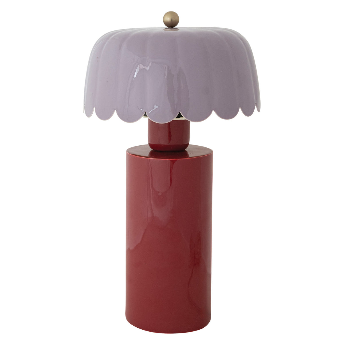 Red and Purple Enameled Metal Table Lamp