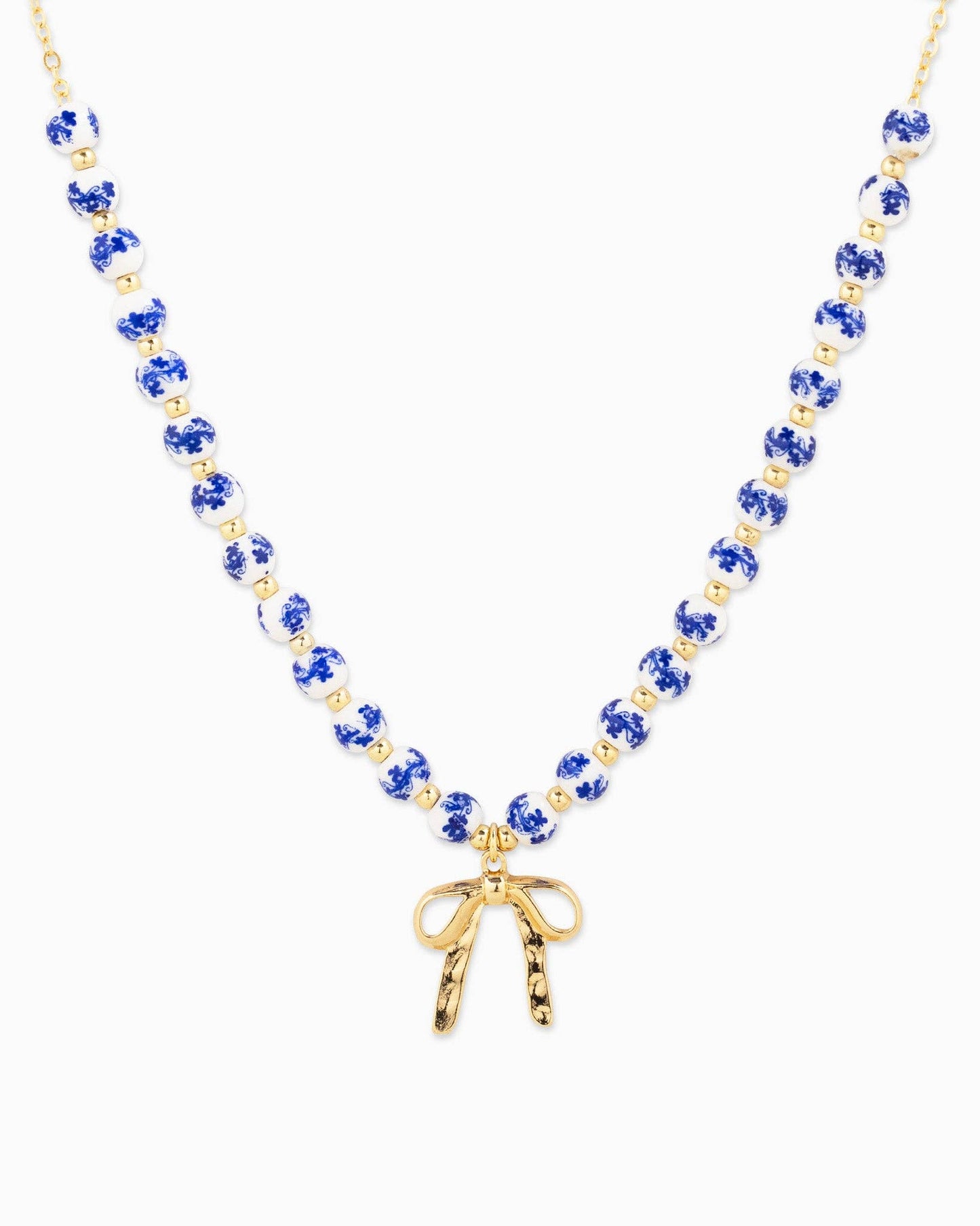 Ceramic Bead & Bow Necklace